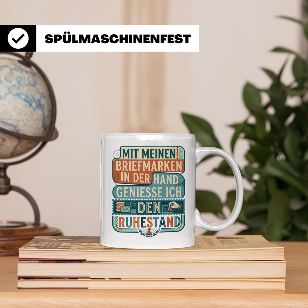 Briefmarkensammler Tasse Ruhestand | Philatelie Geschenk für – Weiß [farbe:weiß]