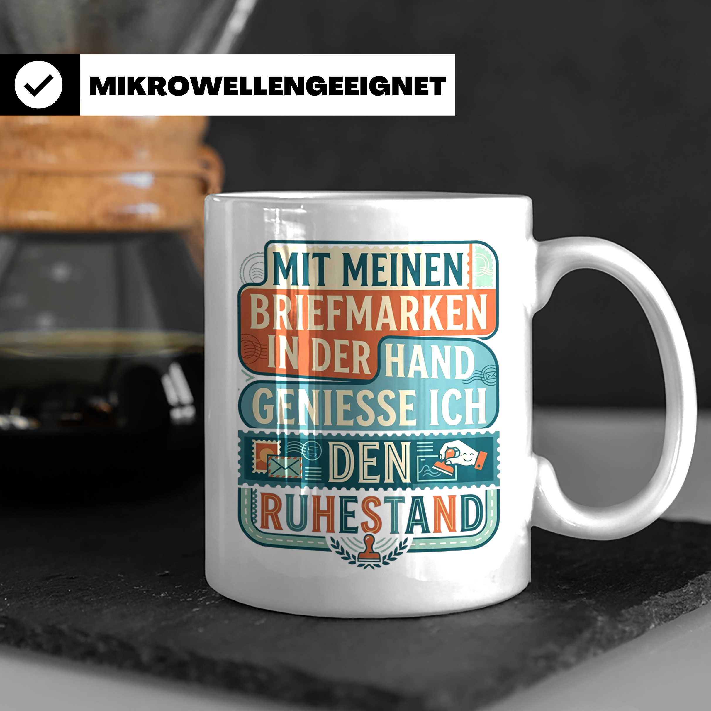 Briefmarkensammler Tasse Ruhestand | Philatelie Geschenk für – Weiß [farbe:weiß]