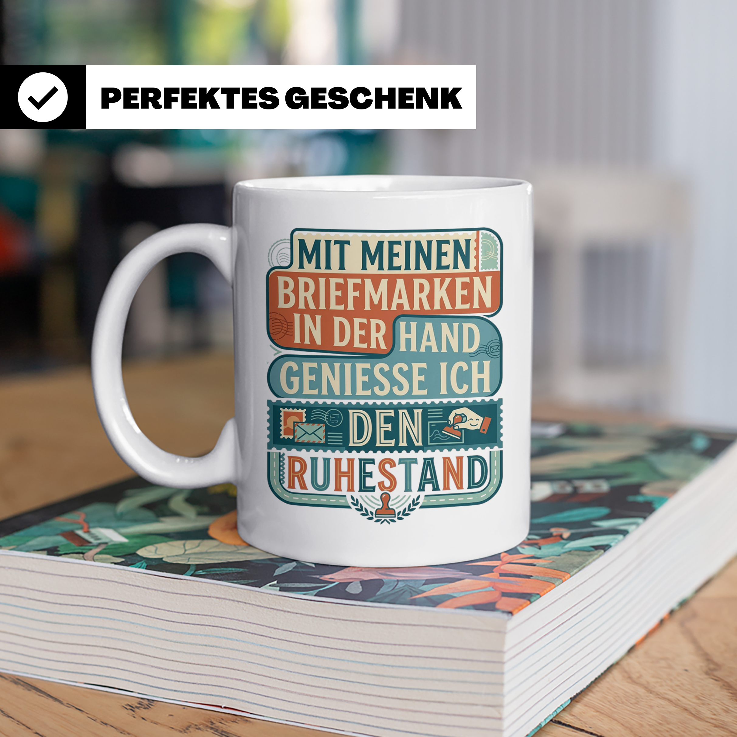 Briefmarkensammler Tasse Ruhestand | Philatelie Geschenk für – Weiß [farbe:weiß]
