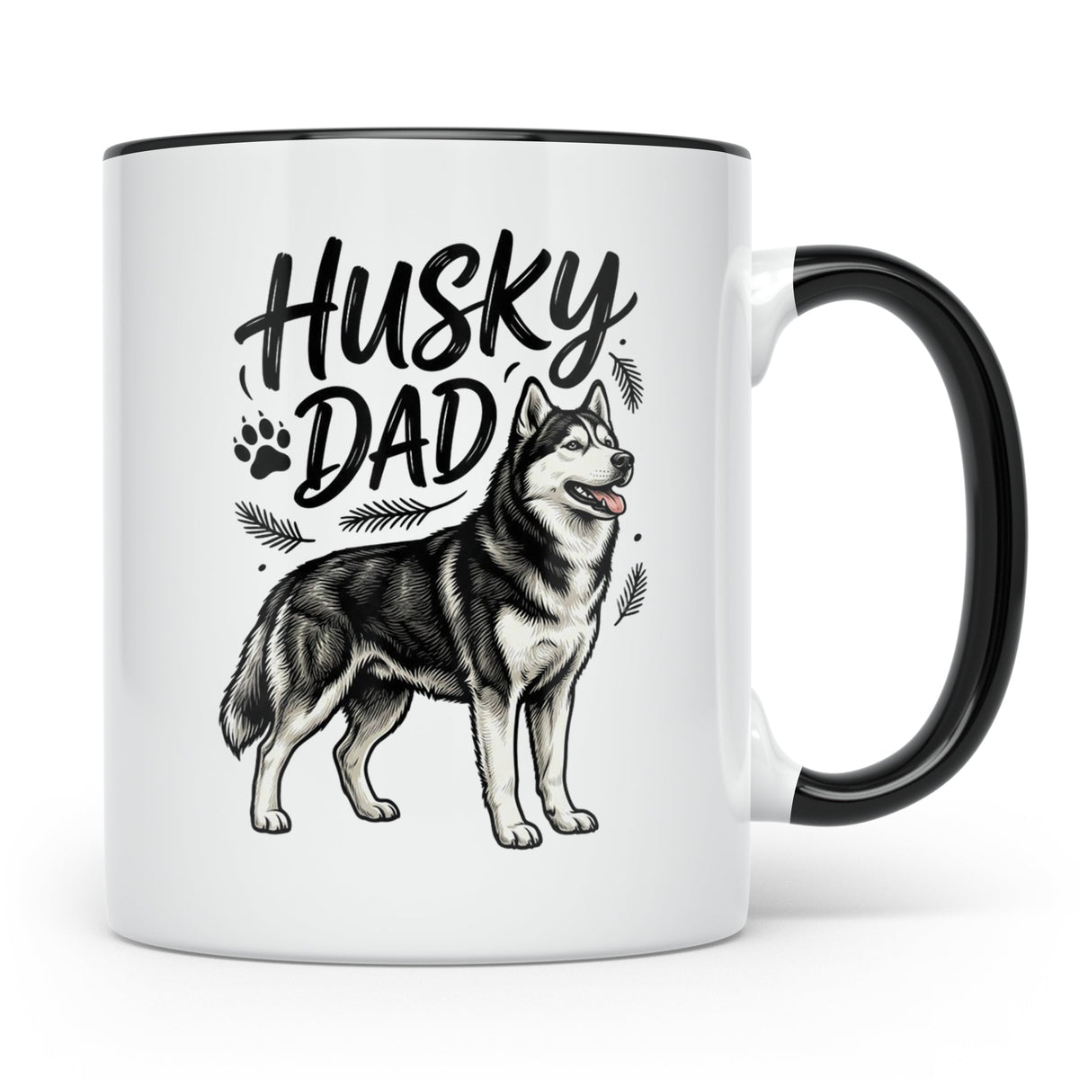 Husky Dad Tasse mit Siberian Husky Motiv, Geschenk für Hunde – Schwarz [farbe:schwarz]