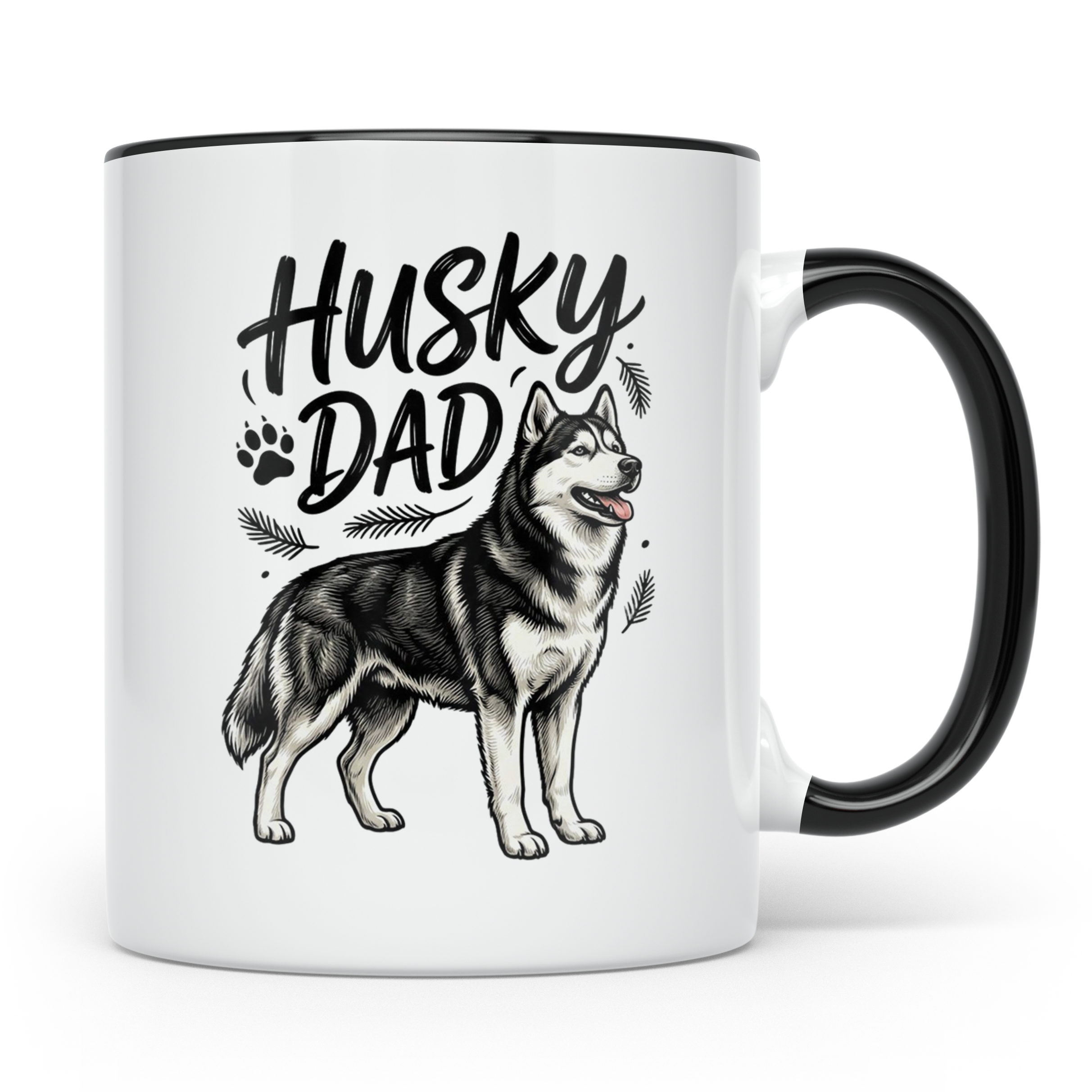 Husky Dad Tasse mit Siberian Husky Motiv, Geschenk für Hunde – Schwarz [farbe:schwarz]