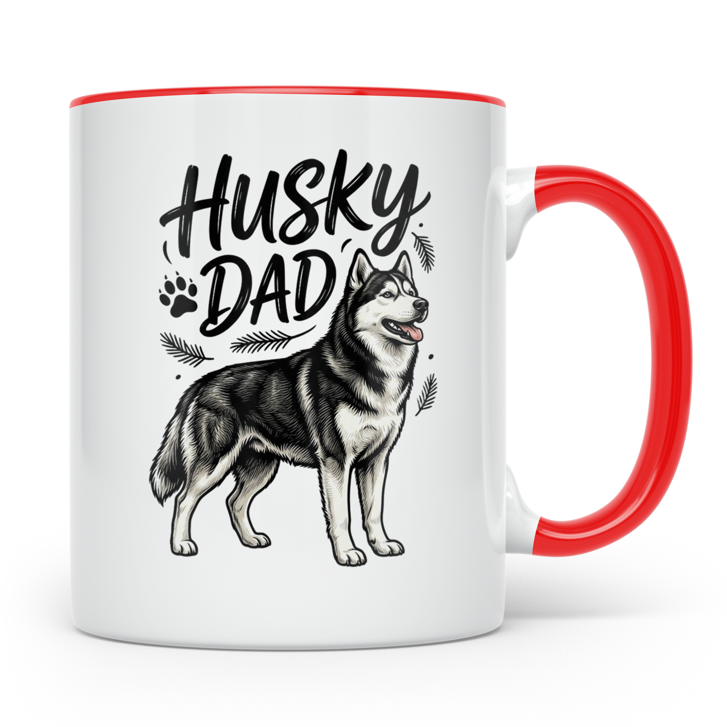Husky Dad Tasse mit Siberian Husky Motiv, Geschenk für Hunde – Rot [farbe:rot]
