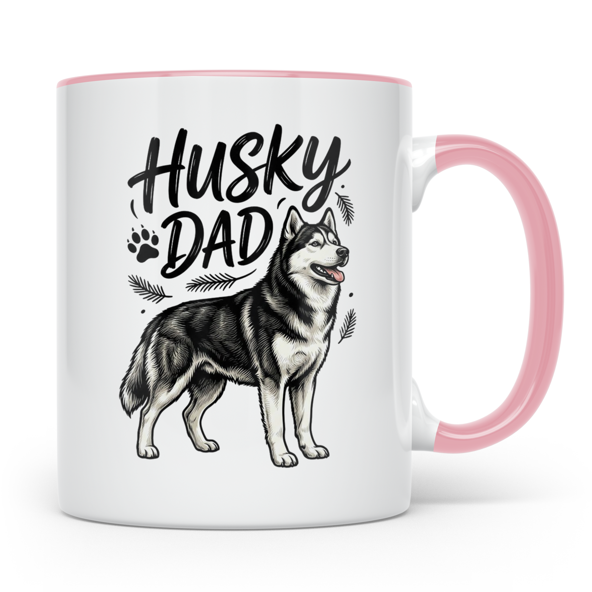 Husky Dad Tasse mit Siberian Husky Motiv, Geschenk für Hunde – Rosa [farbe:rosa]