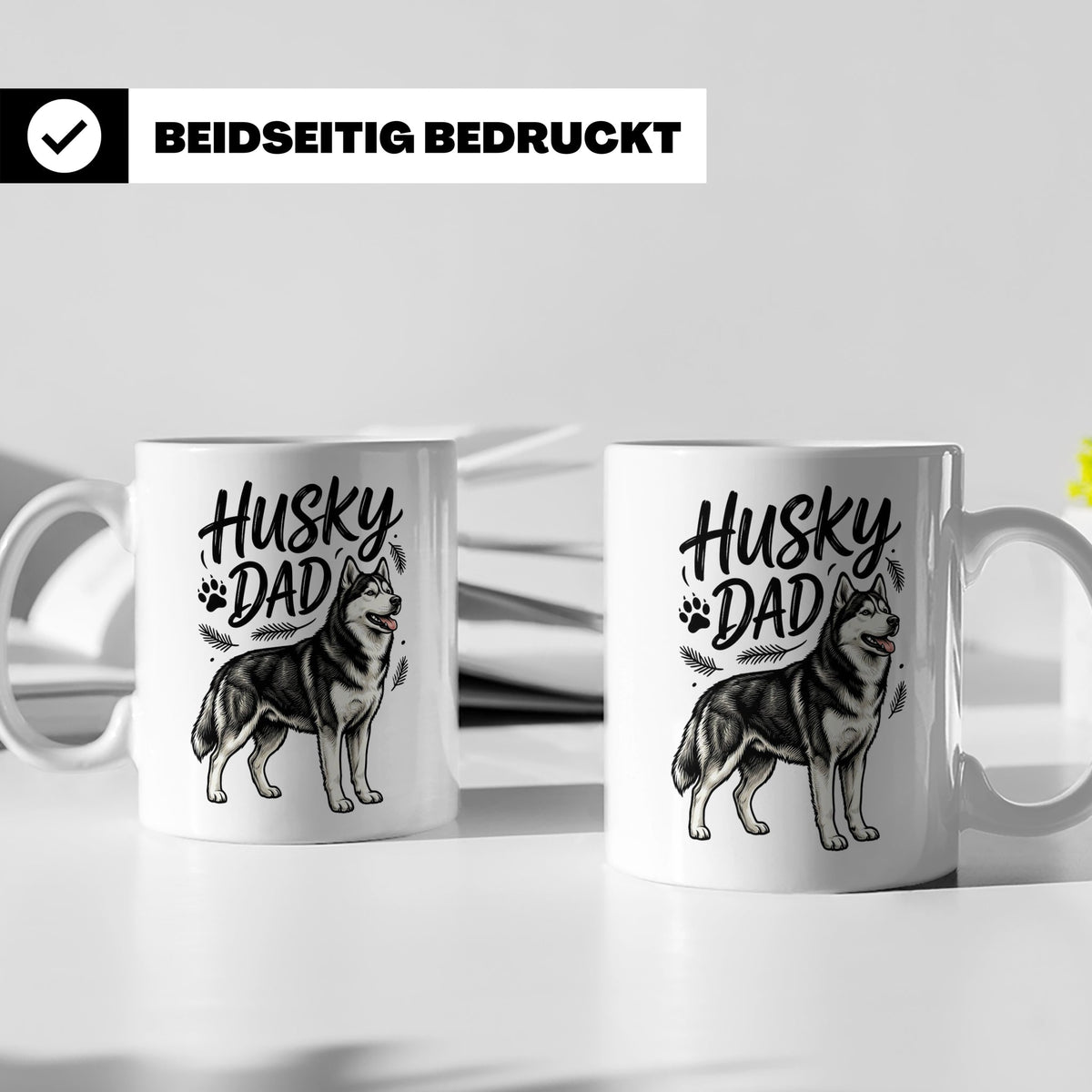 Husky Dad Tasse mit Siberian Husky Motiv, Geschenk für Hunde – Weiß [farbe:weiß]