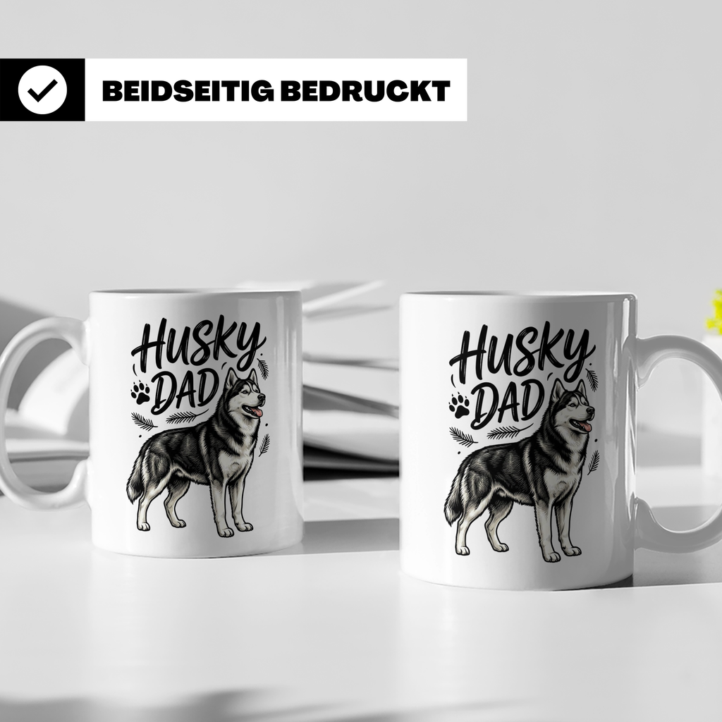 Husky Dad Tasse mit Siberian Husky Motiv, Geschenk für Hunde – Weiß [farbe:weiß]