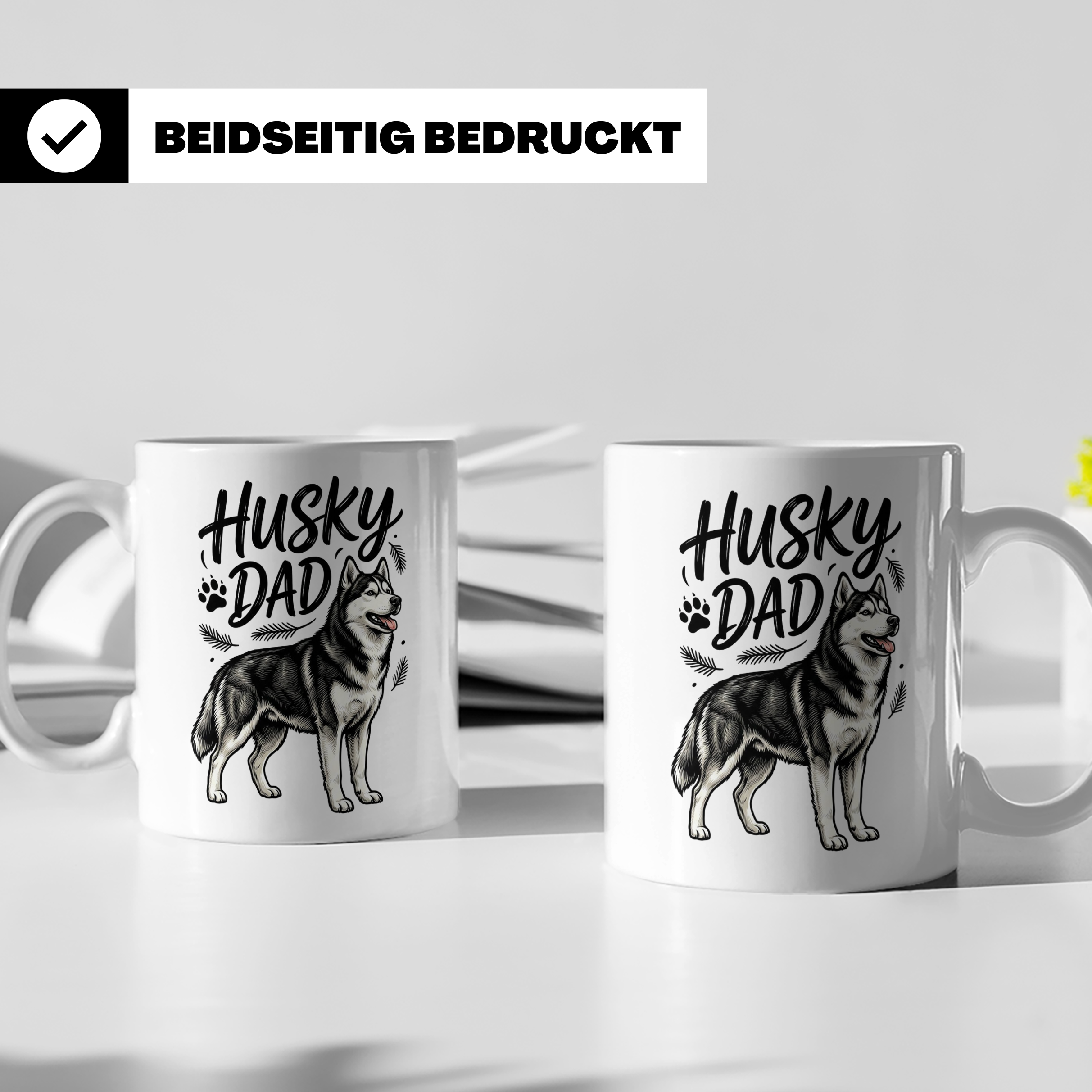 Husky Dad Tasse mit Siberian Husky Motiv, Geschenk für Hunde – Weiß [farbe:weiß]