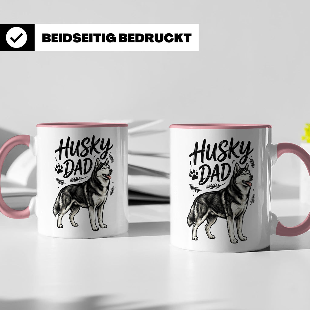Husky Dad Tasse mit Siberian Husky Motiv, Geschenk für Hunde – Rosa [farbe:rosa]