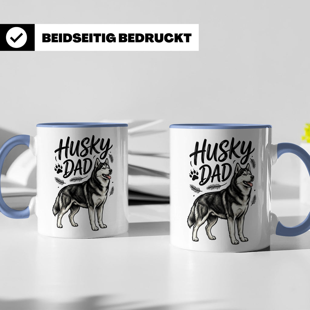 Husky Dad Tasse mit Siberian Husky Motiv, Geschenk für Hunde – Blau [farbe:blau]