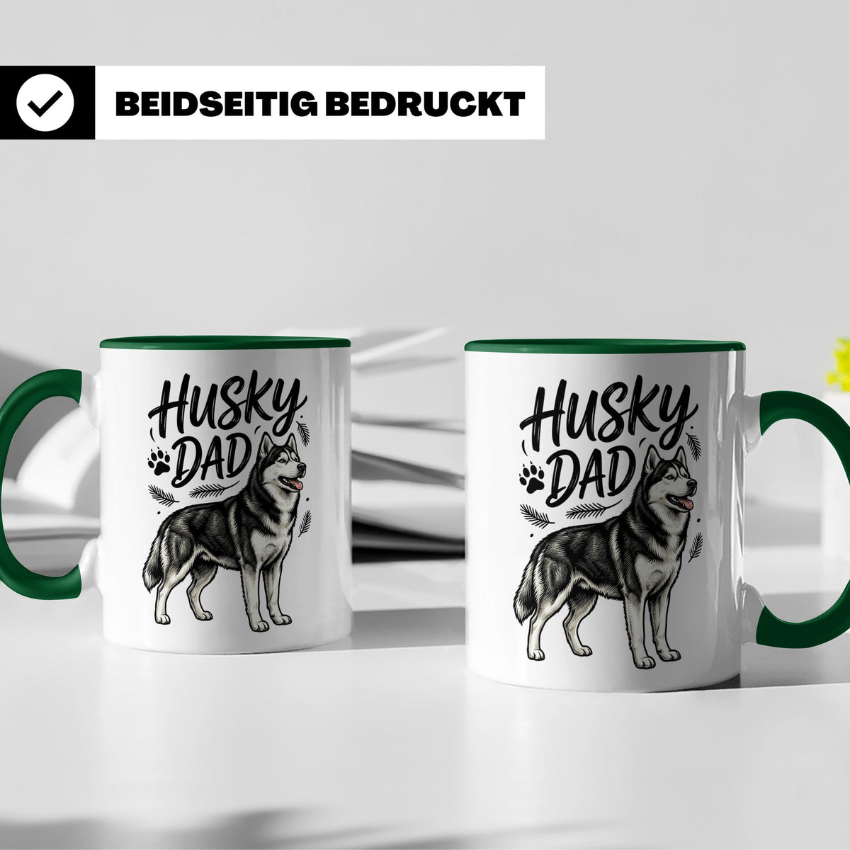 Husky Dad Tasse mit Siberian Husky Motiv, Geschenk für Hunde – Grün [farbe:grün]