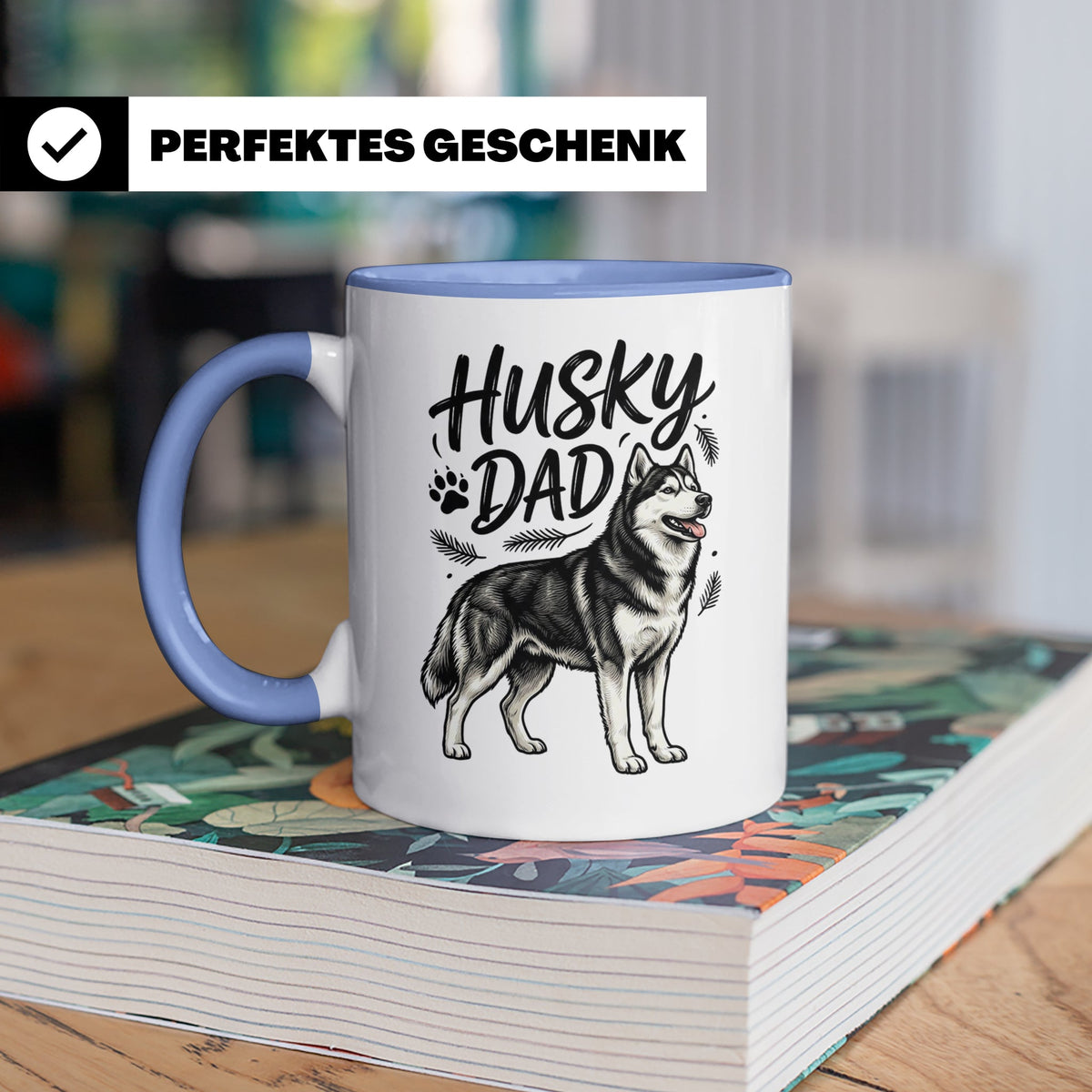 Husky Dad Tasse mit Siberian Husky Motiv, Geschenk für Hunde – Blau [farbe:blau]