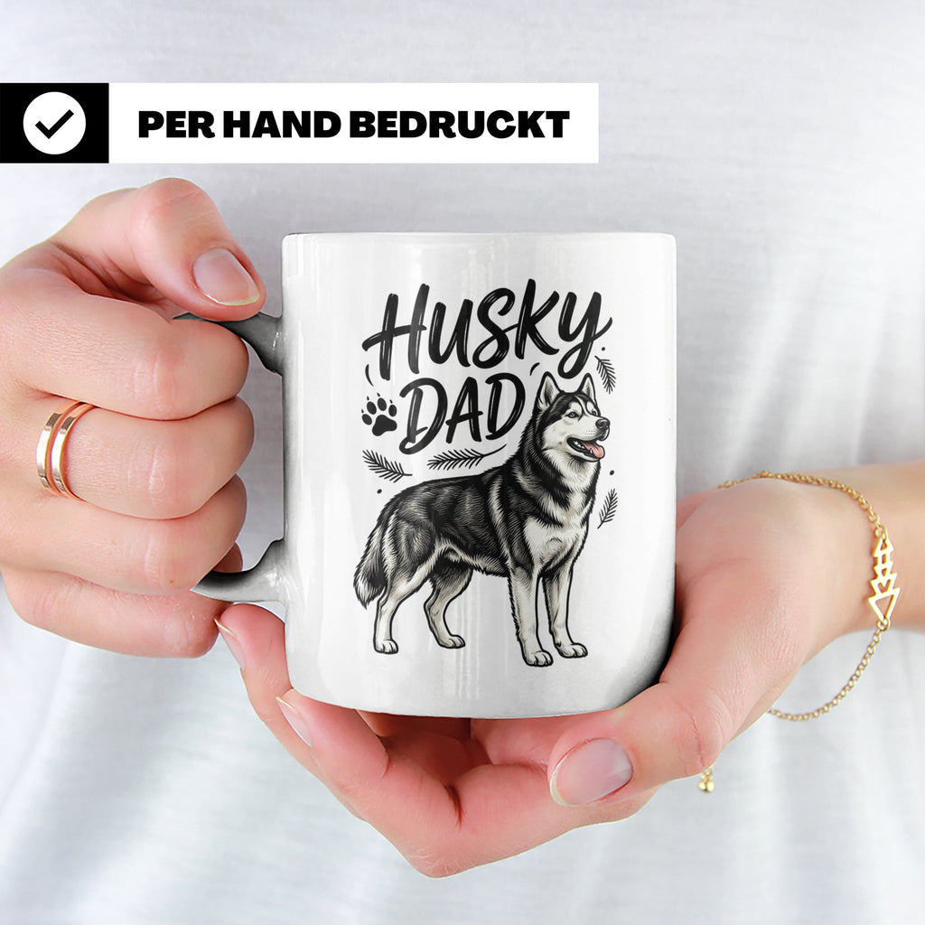 Husky Dad Tasse mit Siberian Husky Motiv, Geschenk für Hunde – Weiß [farbe:weiß]