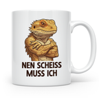 Bartagame Tasse mit Spruch 'Nen Scheiss muss ich' | Lustiges – Weiß [farbe:weiß]