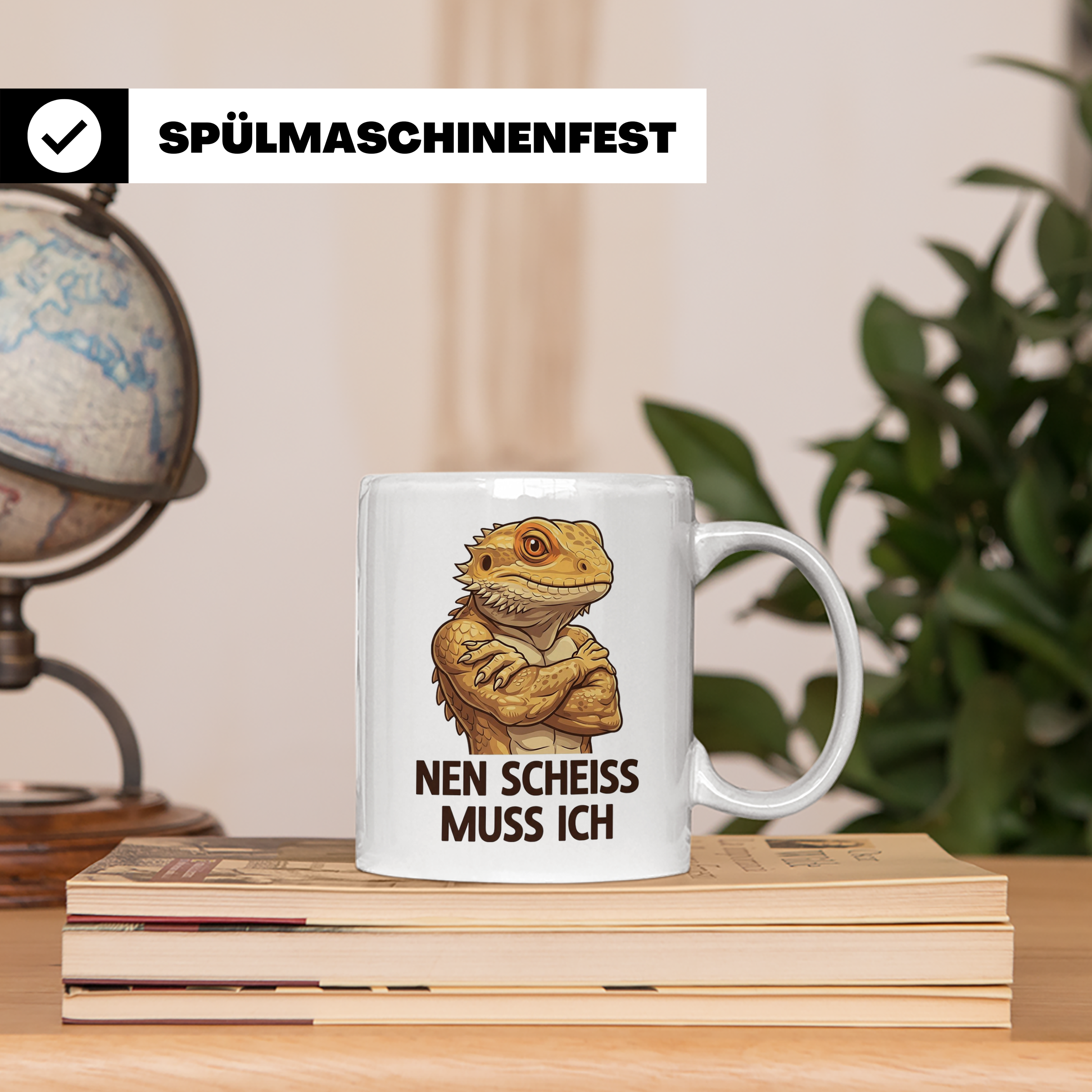 Bartagame Tasse mit Spruch 'Nen Scheiss muss ich' | Lustiges – Weiß [farbe:weiß]
