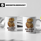 Bartagame Tasse mit Spruch 'Nen Scheiss muss ich' | Lustiges – Weiß [farbe:weiß]