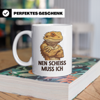 Bartagame Tasse mit Spruch 'Nen Scheiss muss ich' | Lustiges – Weiß [farbe:weiß]