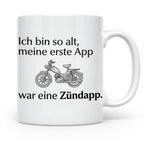 Zündapp Tasse mit Spruch 'Meine erste App' für Mofa Fahrer,  – Weiß [farbe:weiß]