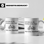 Zündapp Tasse mit Spruch 'Meine erste App' für Mofa Fahrer,  – Weiß [farbe:weiß]