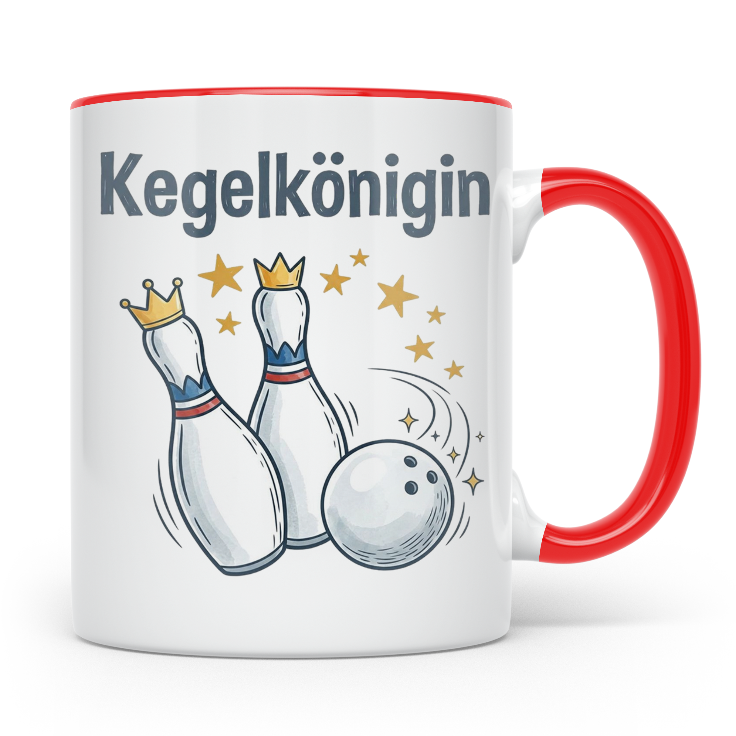 Kegelkönigin Tasse für die beste Keglerin im Kegelclub, lust – Rot [farbe:rot]