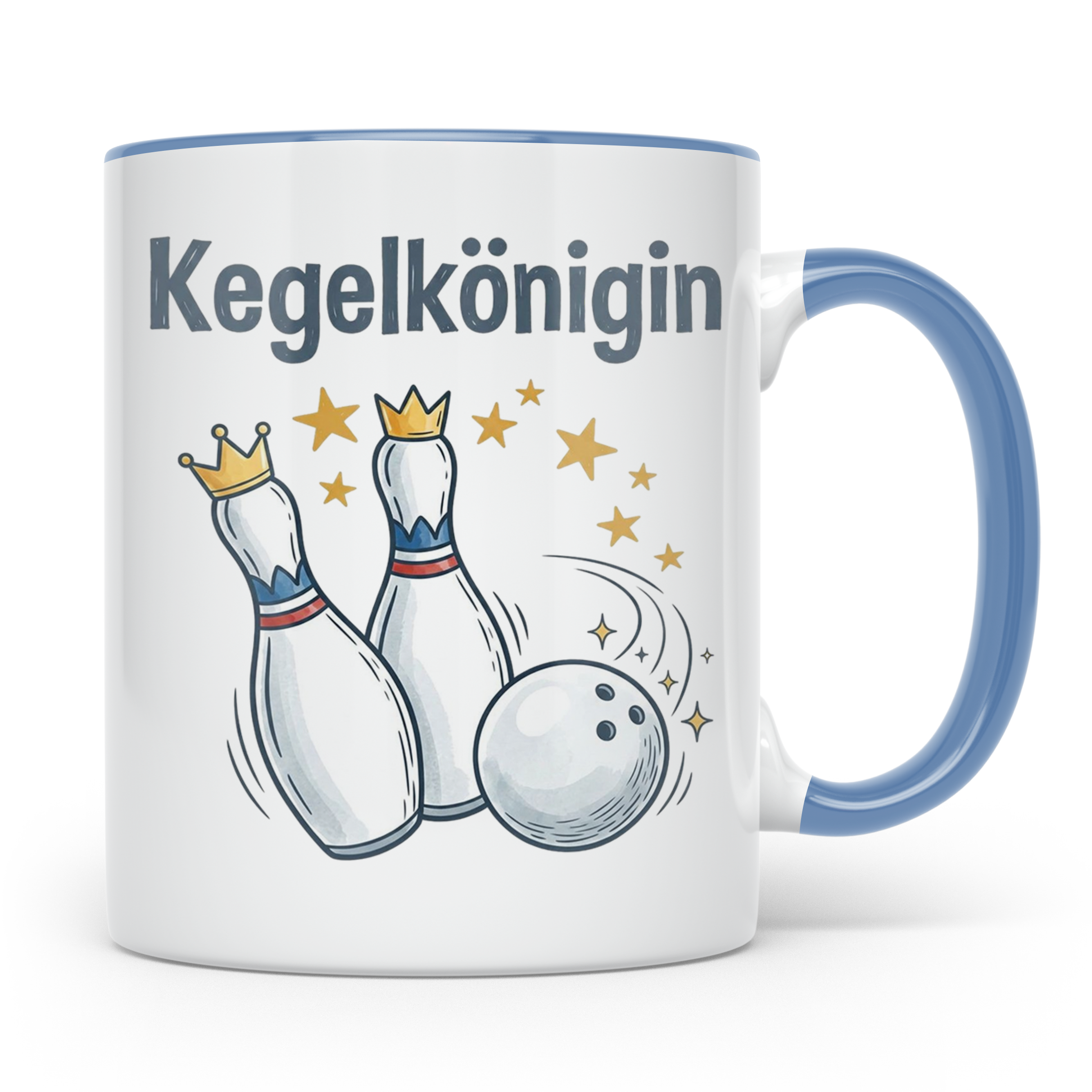 Kegelkönigin Tasse für die beste Keglerin im Kegelclub, lust – Blau [farbe:blau]