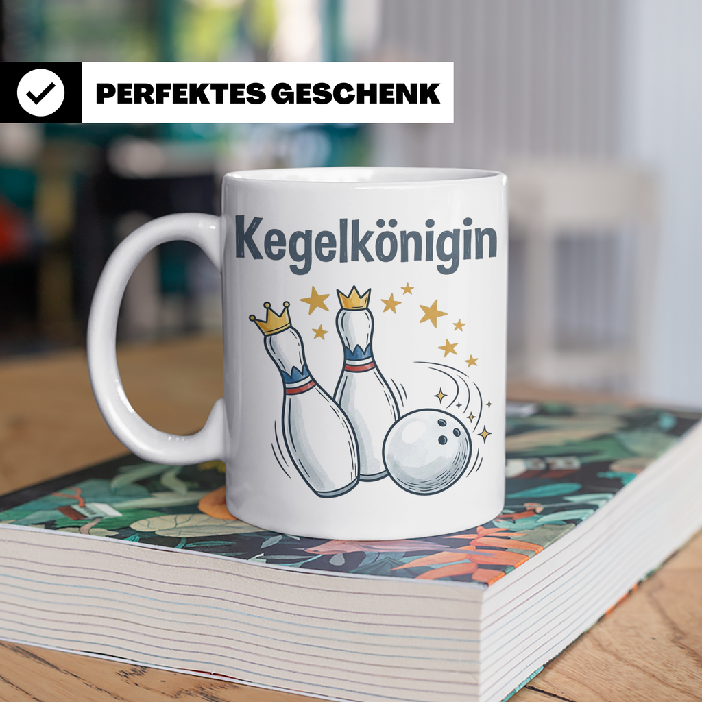 Kegelkönigin Tasse für die beste Keglerin im Kegelclub, lust – Weiß [farbe:weiß]