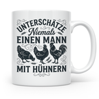 Mann mit Hühnern Tasse für Hühnerhalter Landwirt Bauer, Lust – Weiß [farbe:weiß]