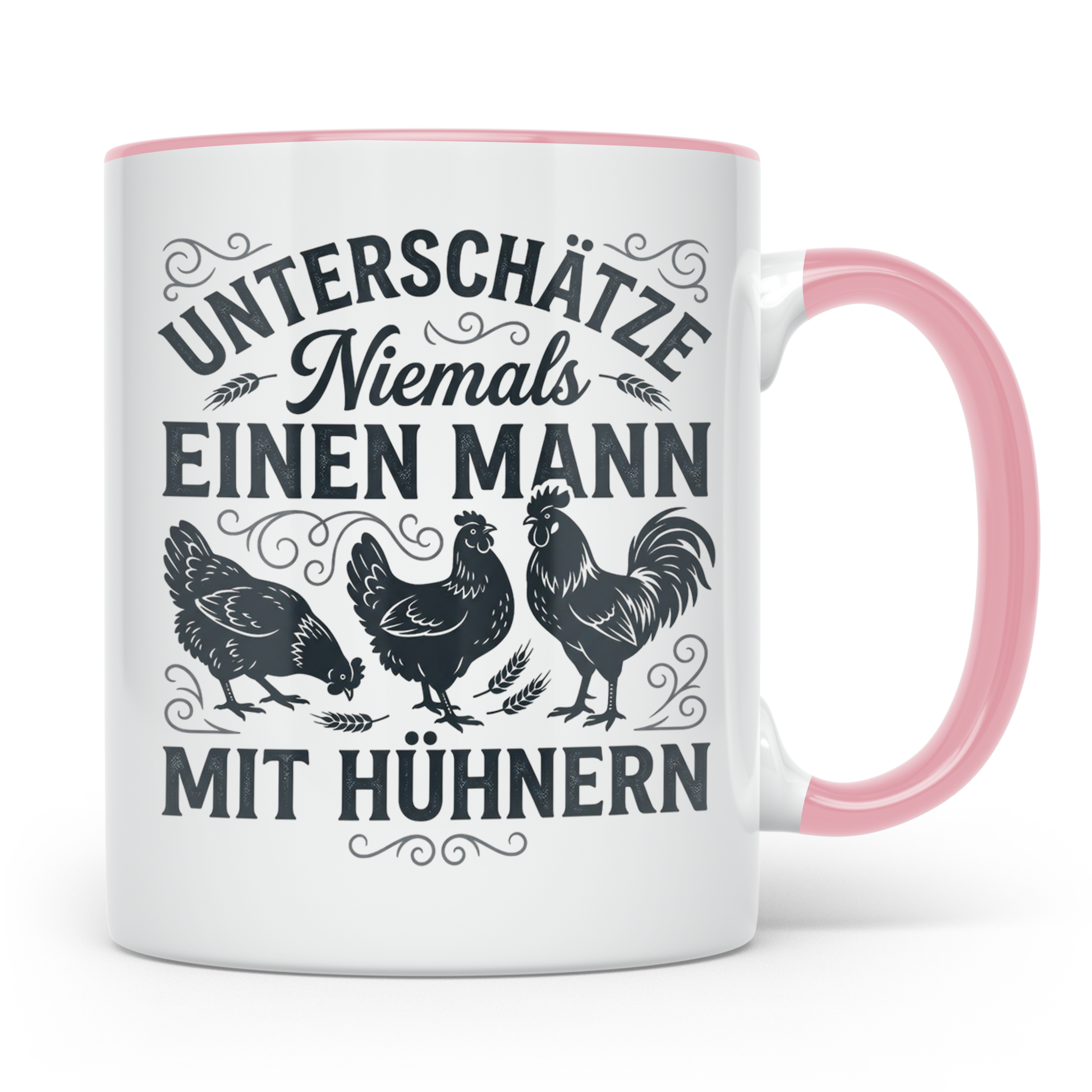 Mann mit Hühnern Tasse für Hühnerhalter Landwirt Bauer, Lust – Rosa [farbe:rosa]