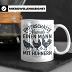 Mann mit Hühnern Tasse für Hühnerhalter Landwirt Bauer, Lust – Weiß [farbe:weiß]