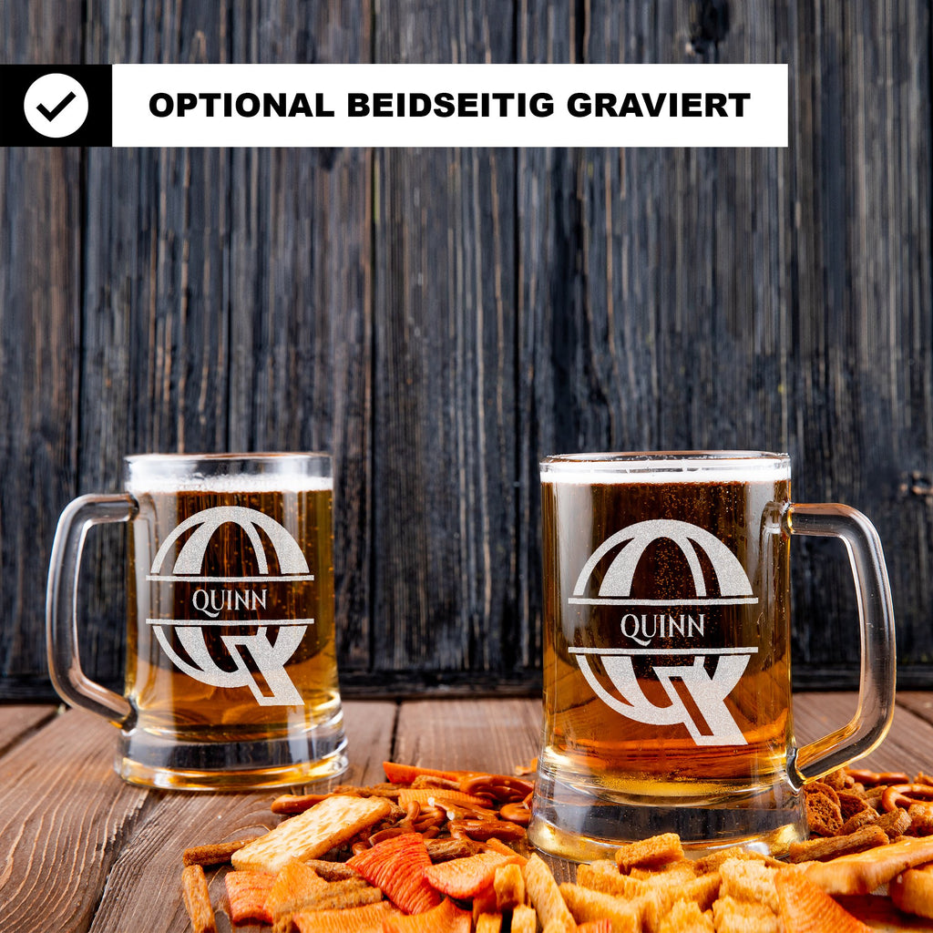 Personalisiertes Bierkrug mit Monogramm – Elegantes Geschenk für Männer, Monogramm Q Bierkrug für Beste Freunde Geschenke, Ideal für Geburtstagsgeschenke