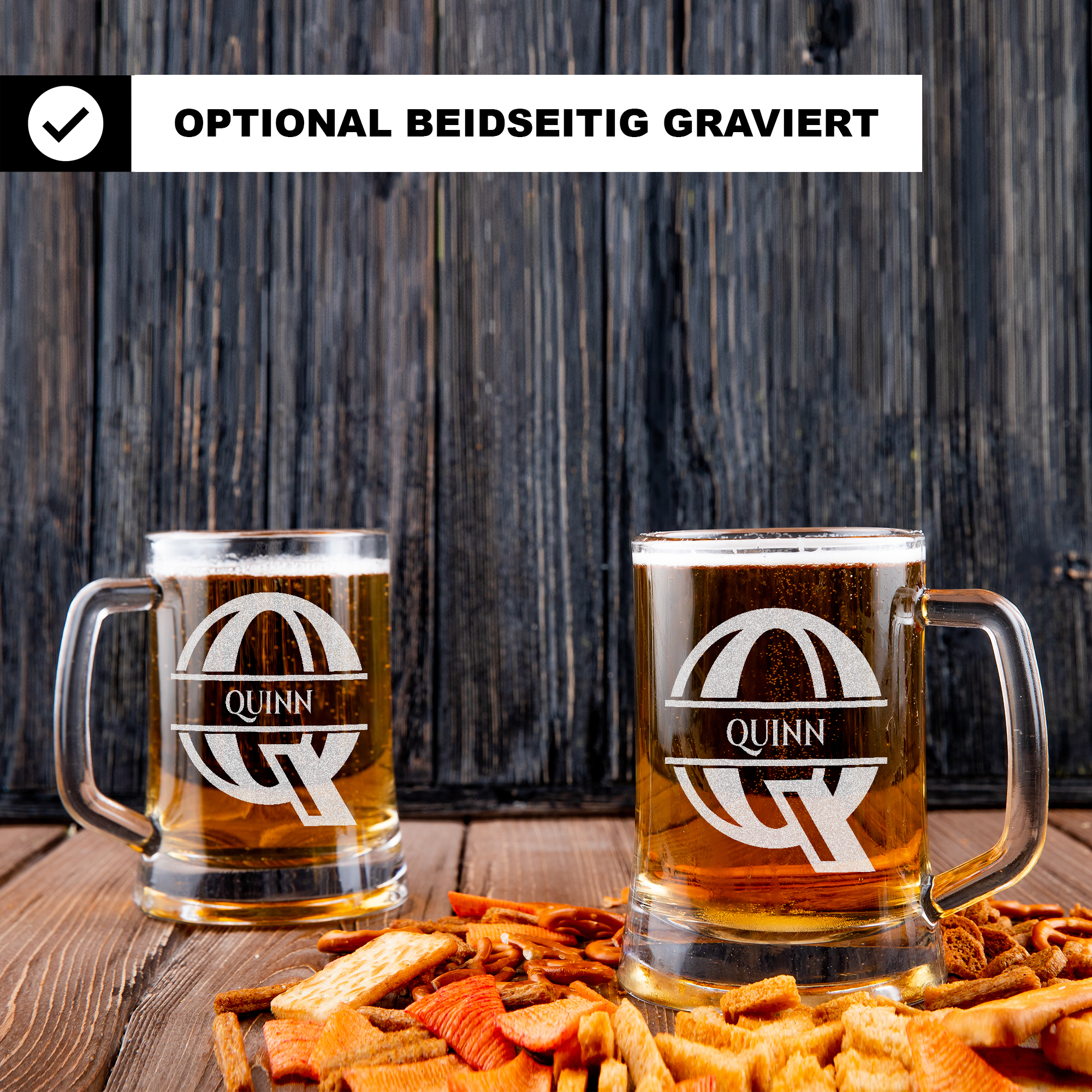 Personalisiertes Bierkrug mit Monogramm – Elegantes Geschenk für Männer, Monogramm Q Bierkrug für Beste Freunde Geschenke, Ideal für Geburtstagsgeschenke