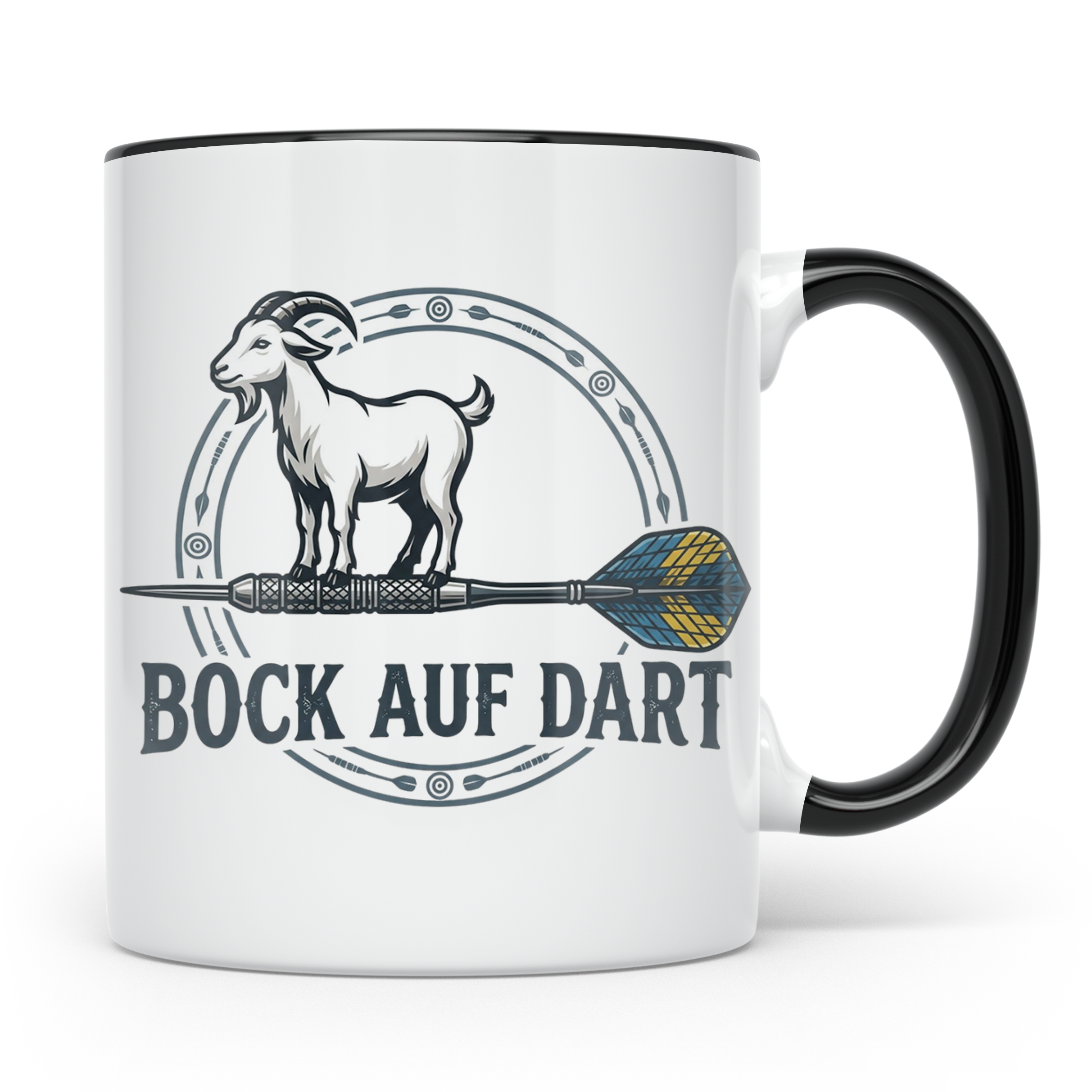 Bock auf Dart Tasse, lustiges Geschenk für Dartspieler, Dart – Schwarz [farbe:schwarz]