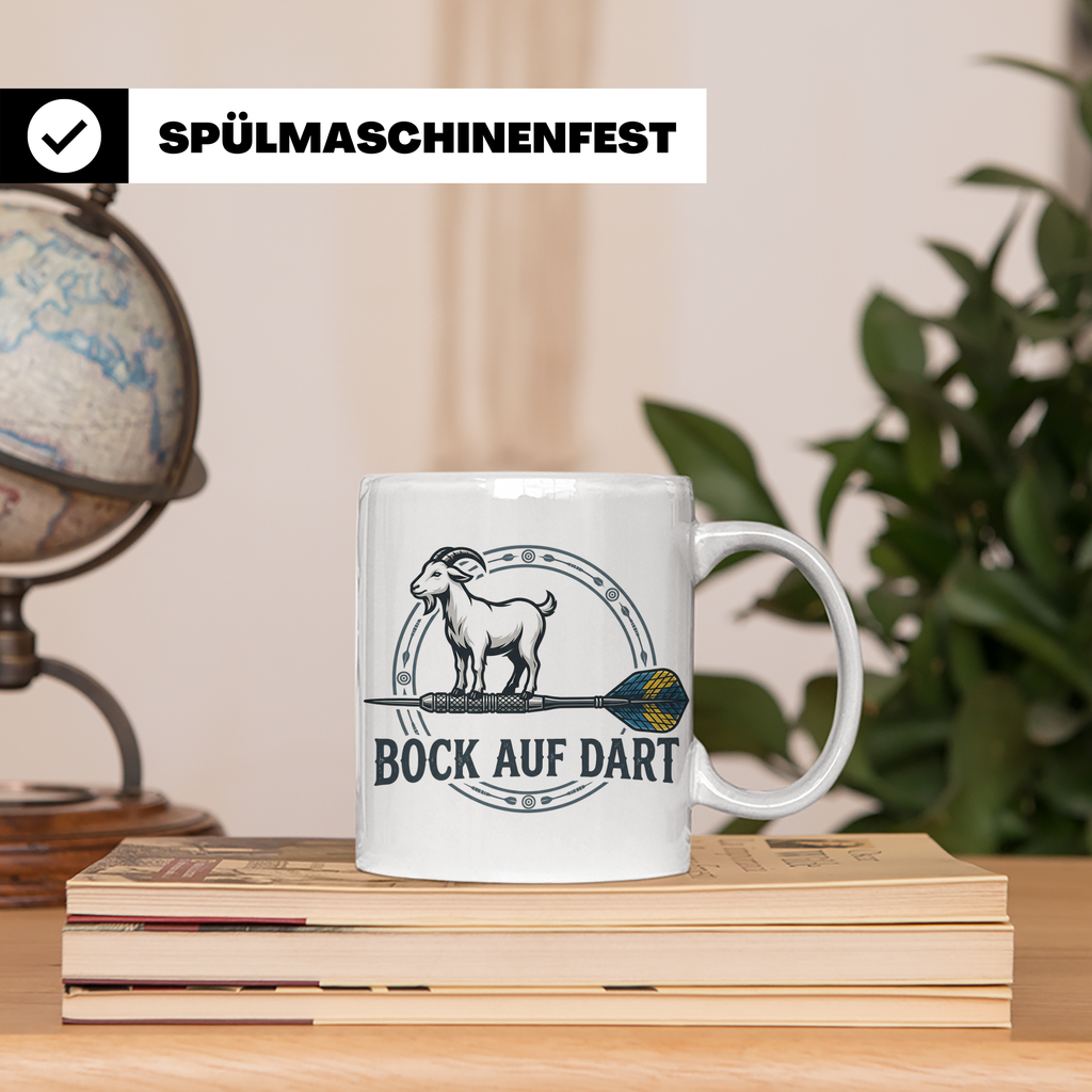 Bock auf Dart Tasse, lustiges Geschenk für Dartspieler, Dart – Weiß [farbe:weiß]