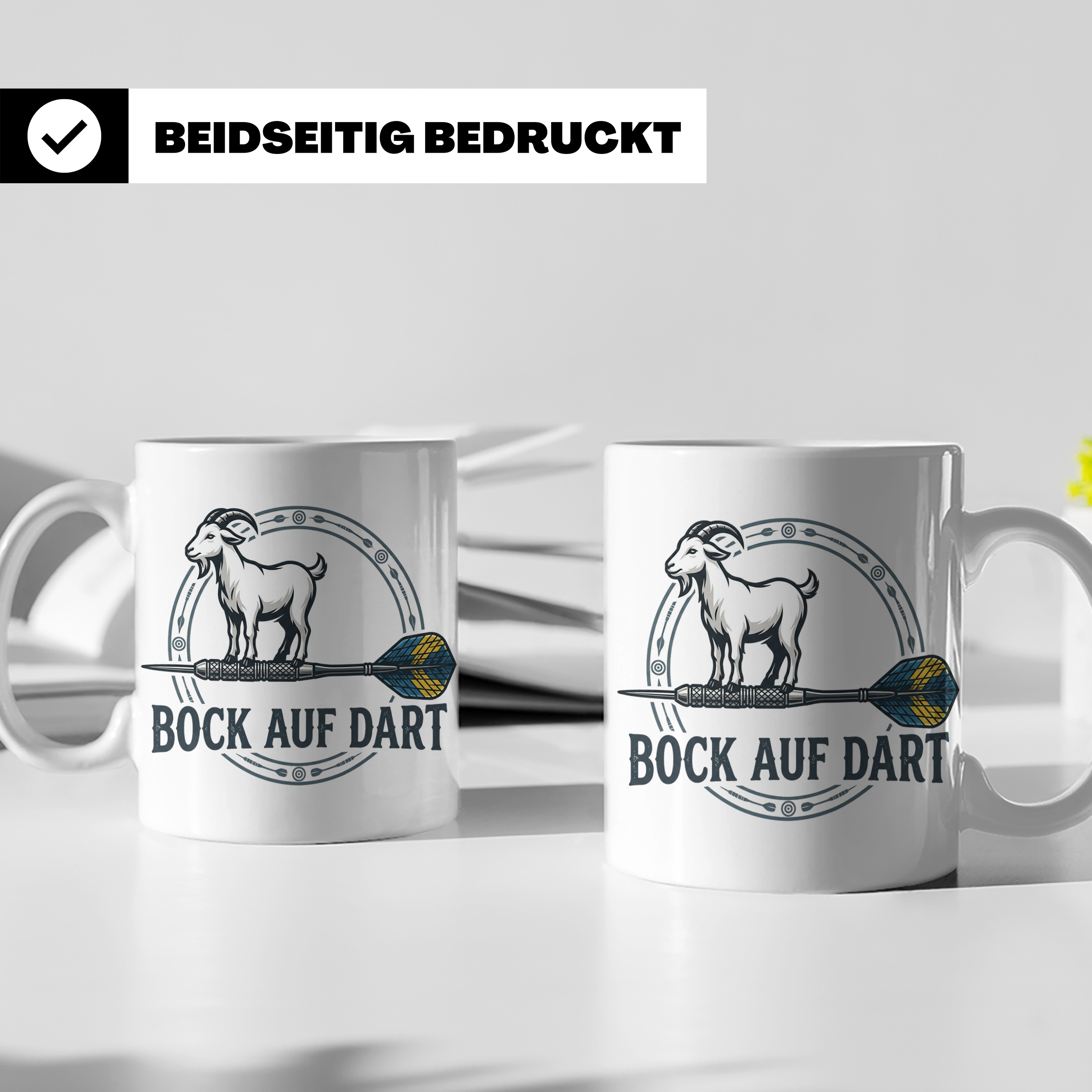 Bock auf Dart Tasse, lustiges Geschenk für Dartspieler, Dart – Weiß [farbe:weiß]