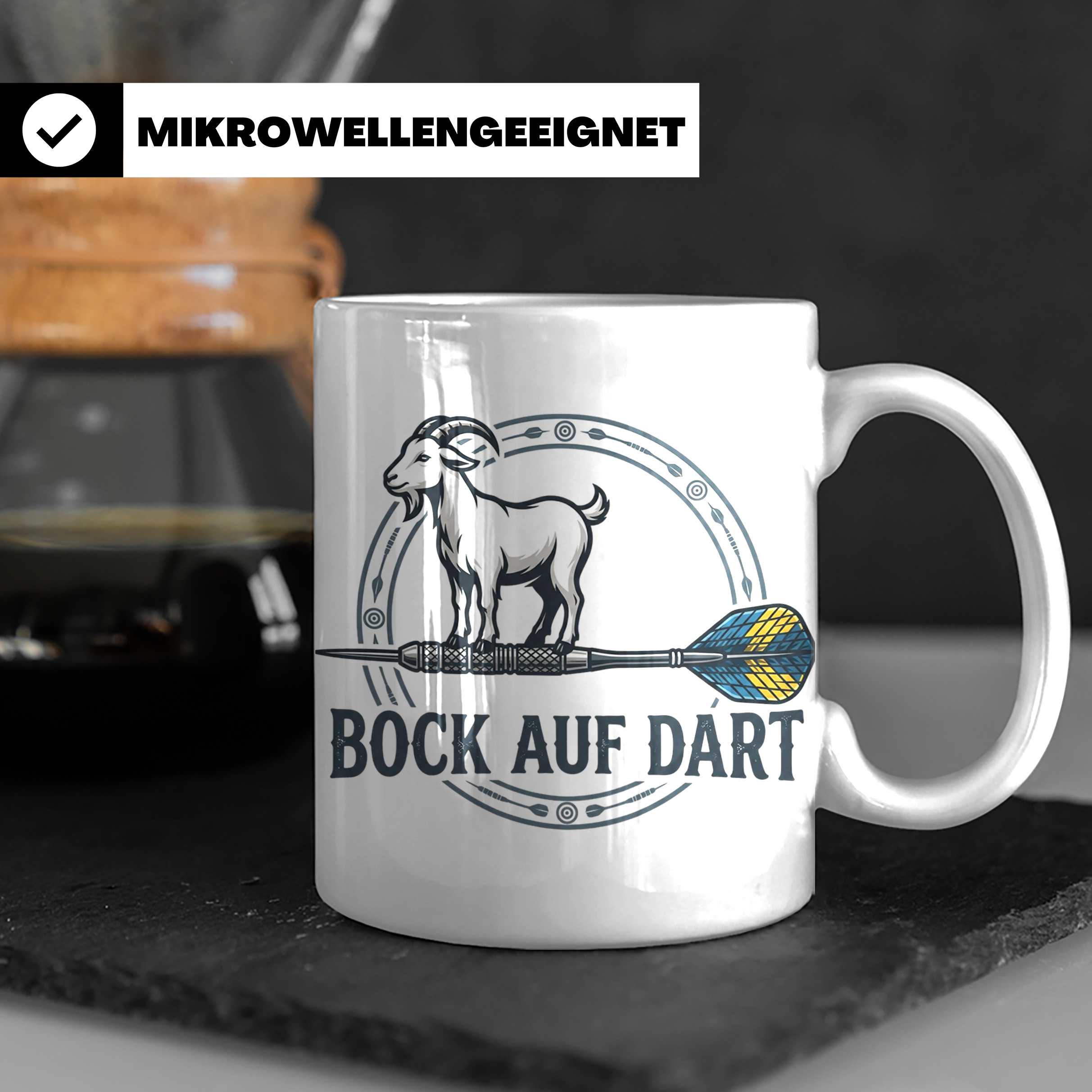 Bock auf Dart Tasse, lustiges Geschenk für Dartspieler, Dart – Weiß [farbe:weiß]