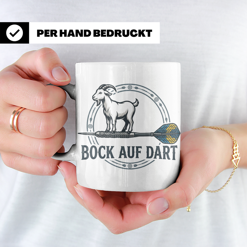 Bock auf Dart Tasse, lustiges Geschenk für Dartspieler, Dart – Weiß [farbe:weiß]