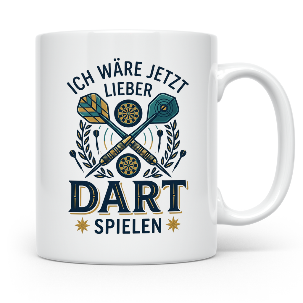 Dart Tasse 'Ich wäre jetzt lieber Dart spielen' lustiger Spr – Weiß [farbe:weiß]
