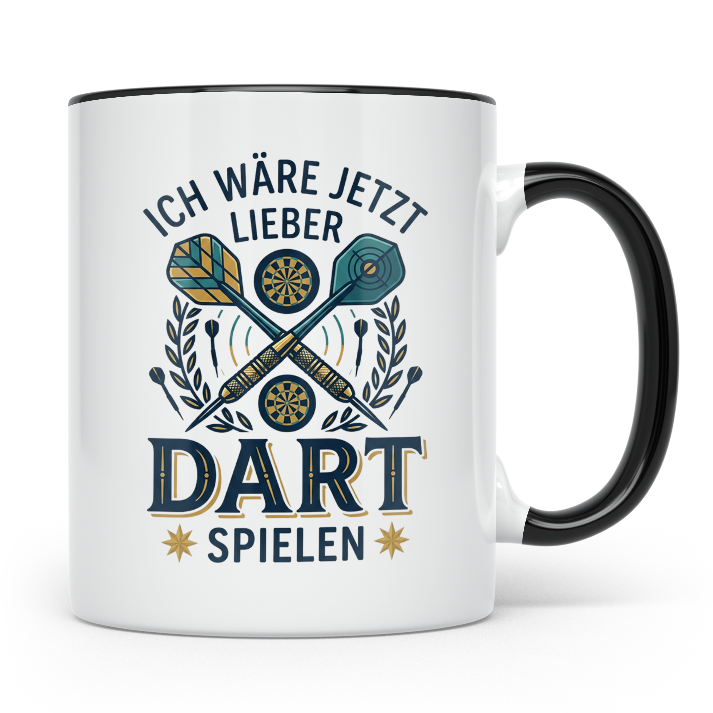 Dart Tasse 'Ich wäre jetzt lieber Dart spielen' lustiger Spr – Schwarz [farbe:schwarz]