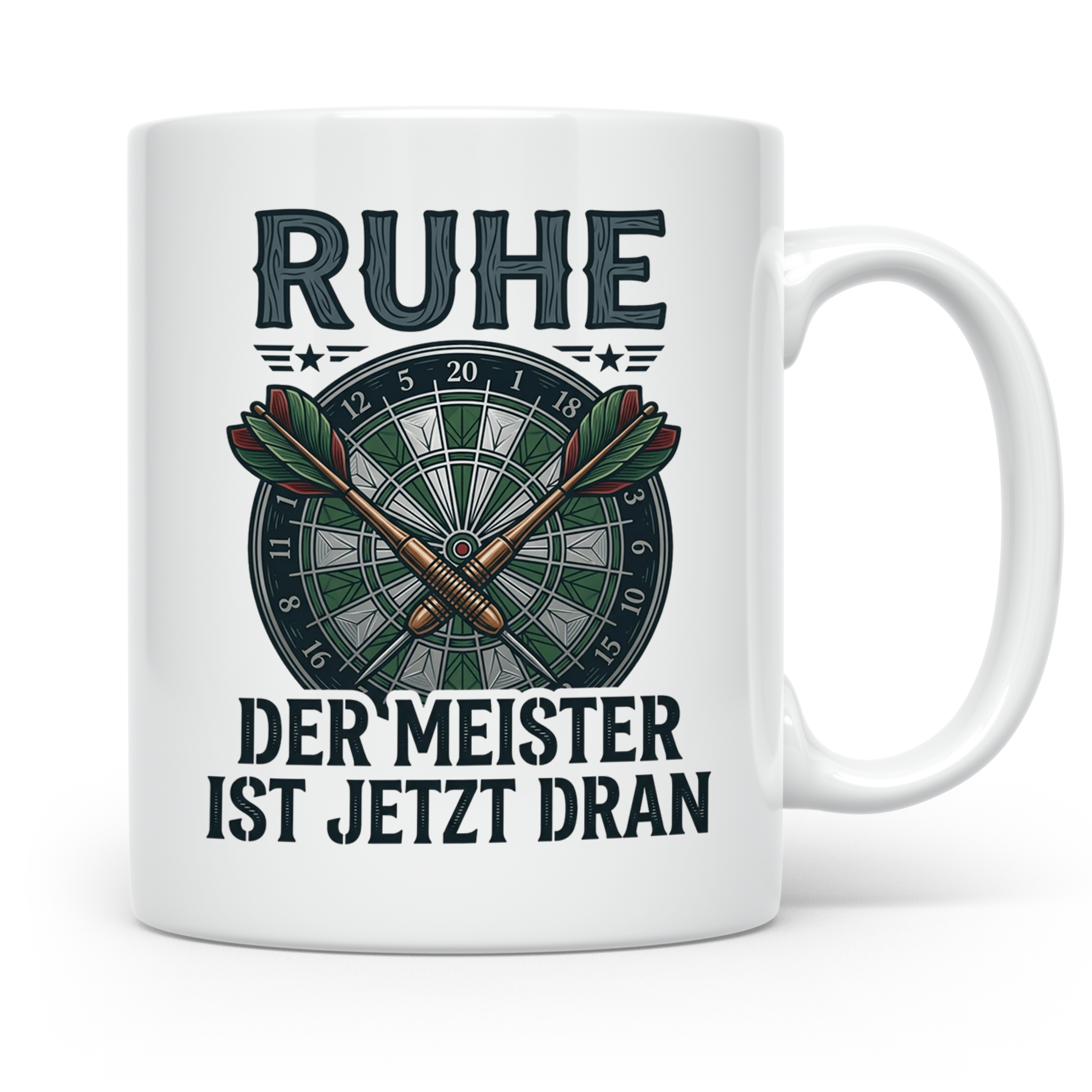 Dart Tasse Ruhe der Meister ist jetzt dran Dartspieler Gesch – Weiß [farbe:weiß]