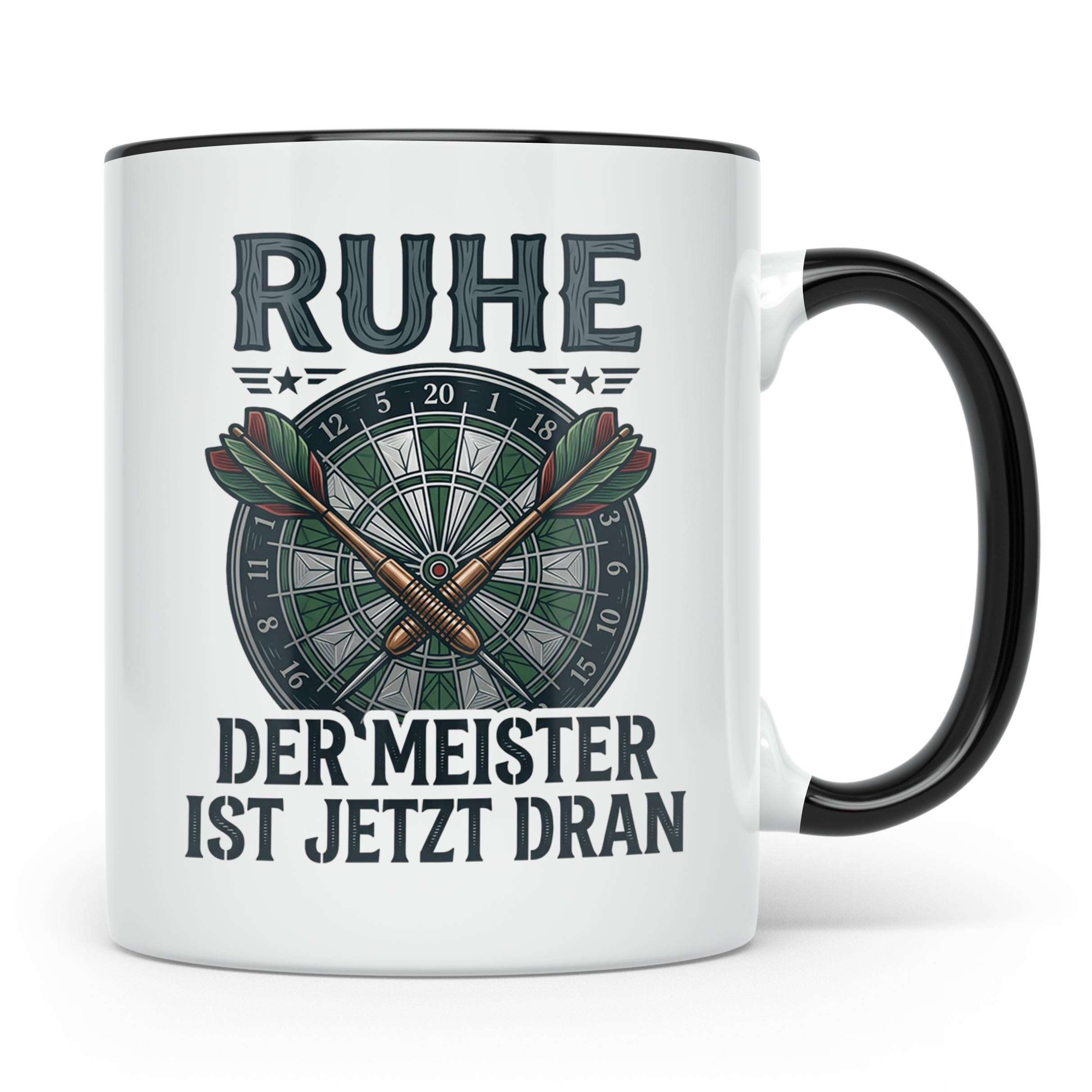 Dart Tasse Ruhe der Meister ist jetzt dran Dartspieler Gesch – Schwarz [farbe:schwarz]