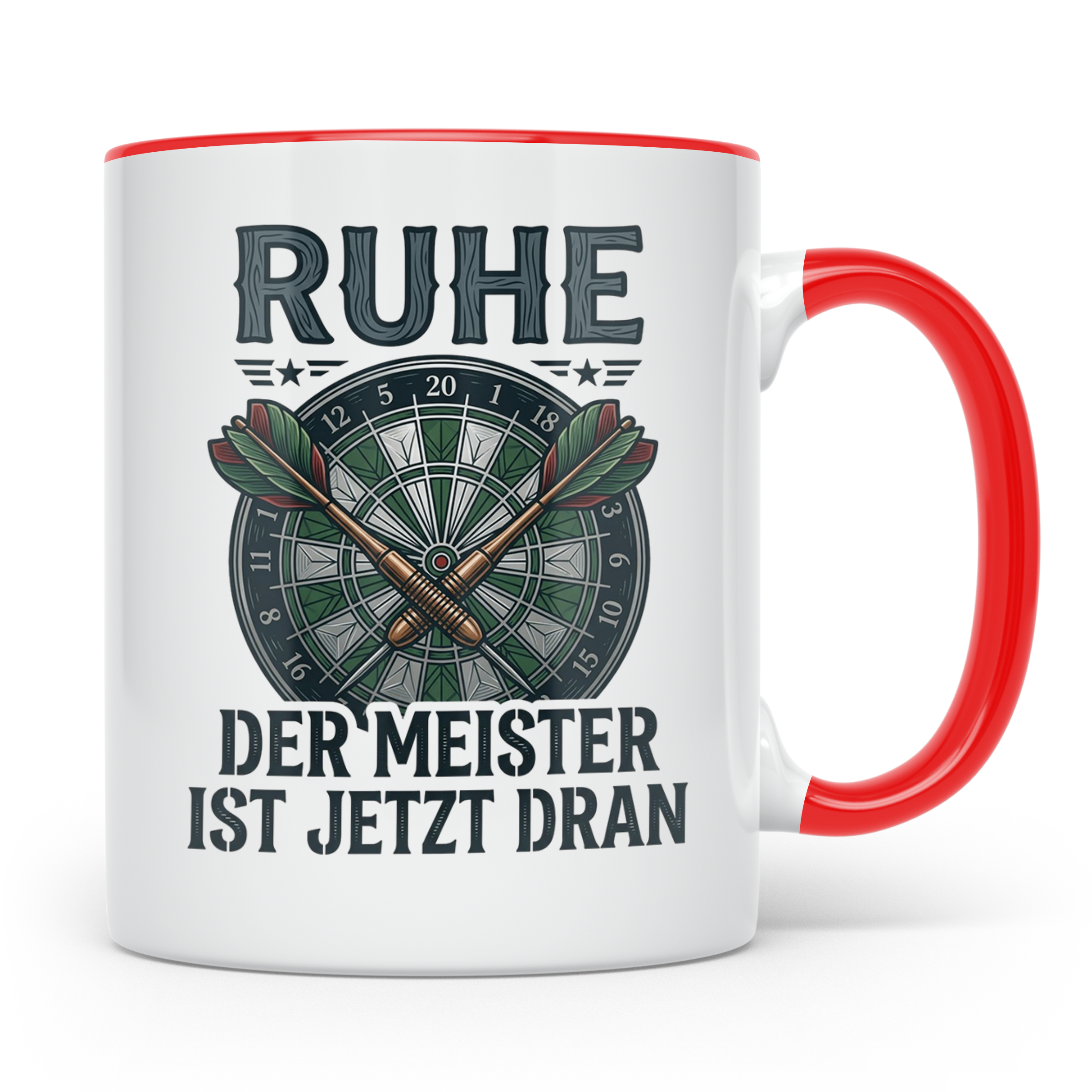 Dart Tasse Ruhe der Meister ist jetzt dran Dartspieler Gesch – Rot [farbe:rot]