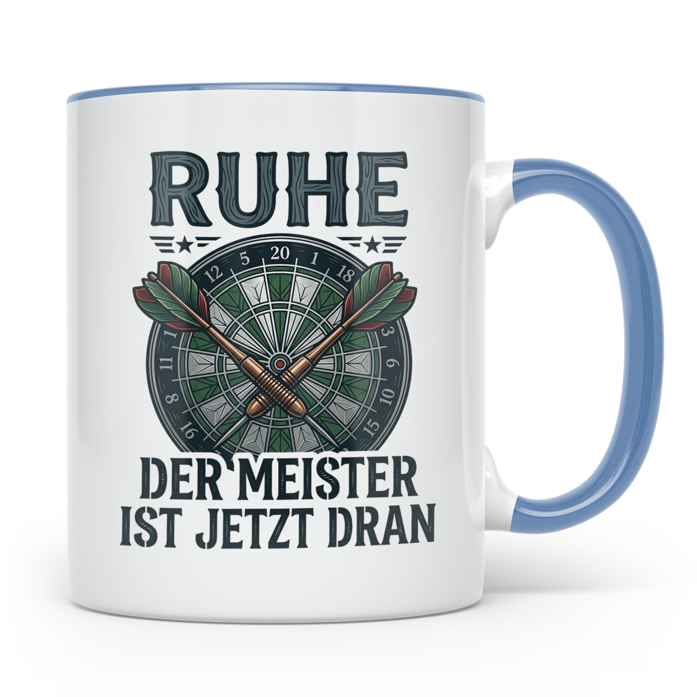 Dart Tasse Ruhe der Meister ist jetzt dran Dartspieler Gesch – Blau [farbe:blau]