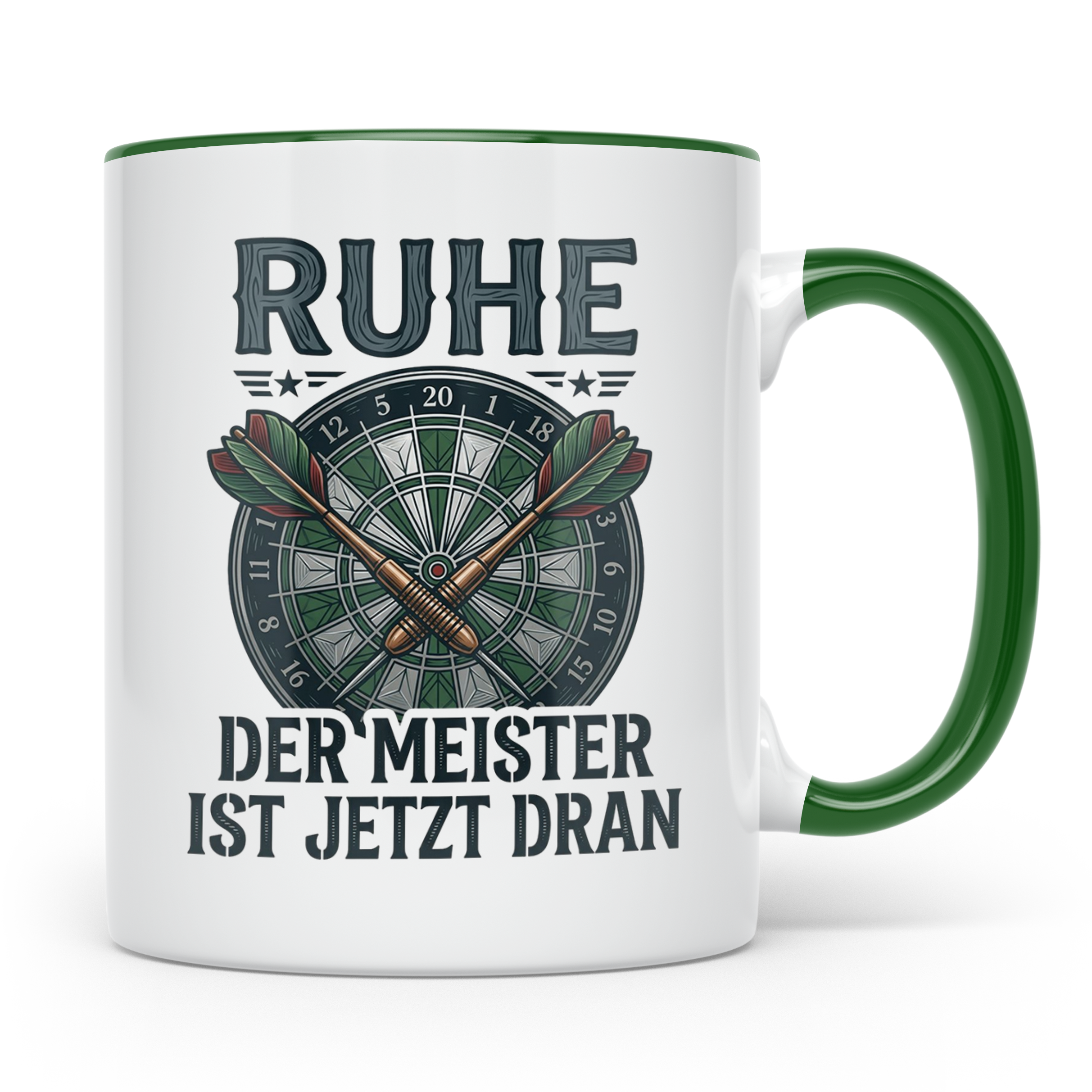 Dart Tasse Ruhe der Meister ist jetzt dran Dartspieler Gesch – Grün [farbe:grün]