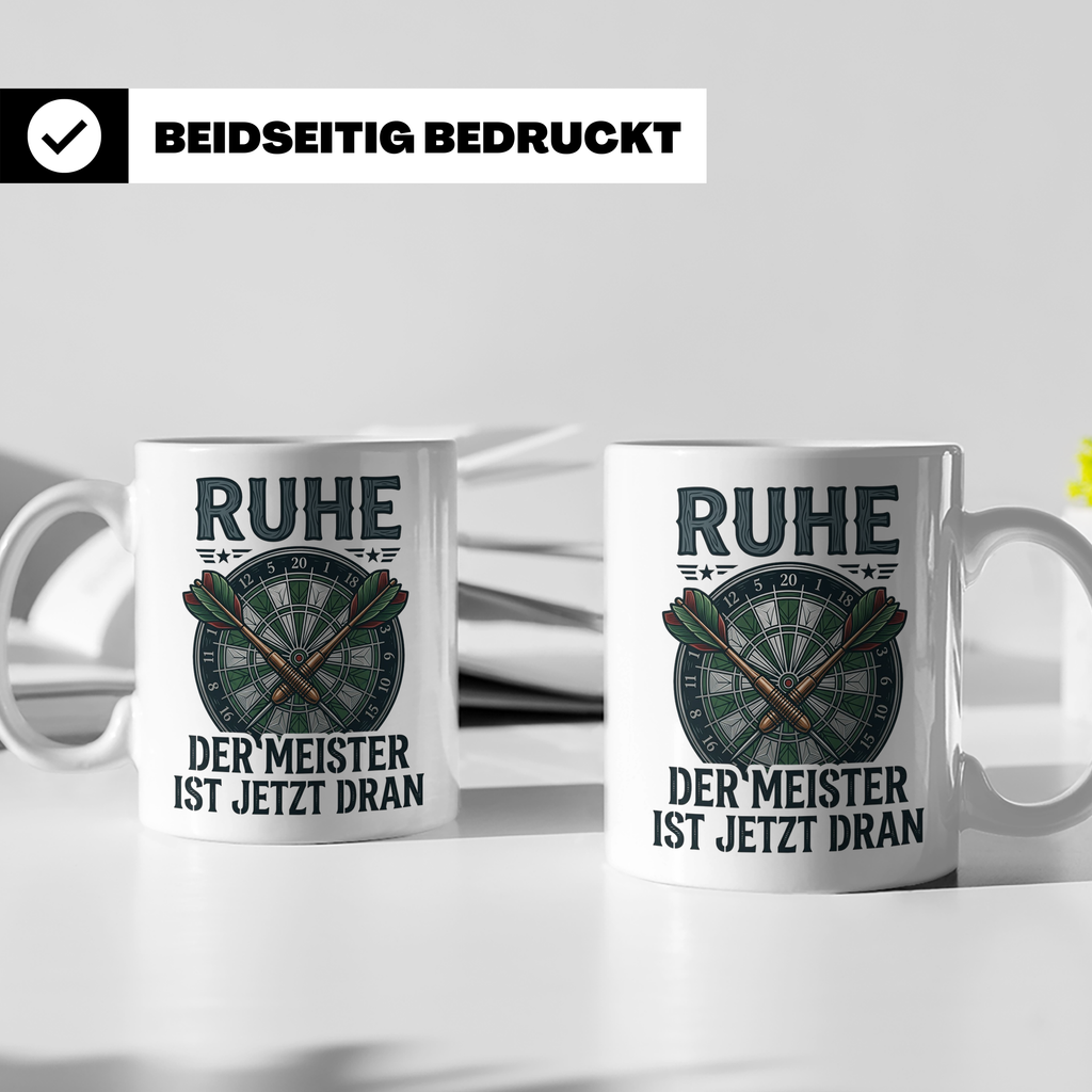 Dart Tasse Ruhe der Meister ist jetzt dran Dartspieler Gesch – Weiß [farbe:weiß]