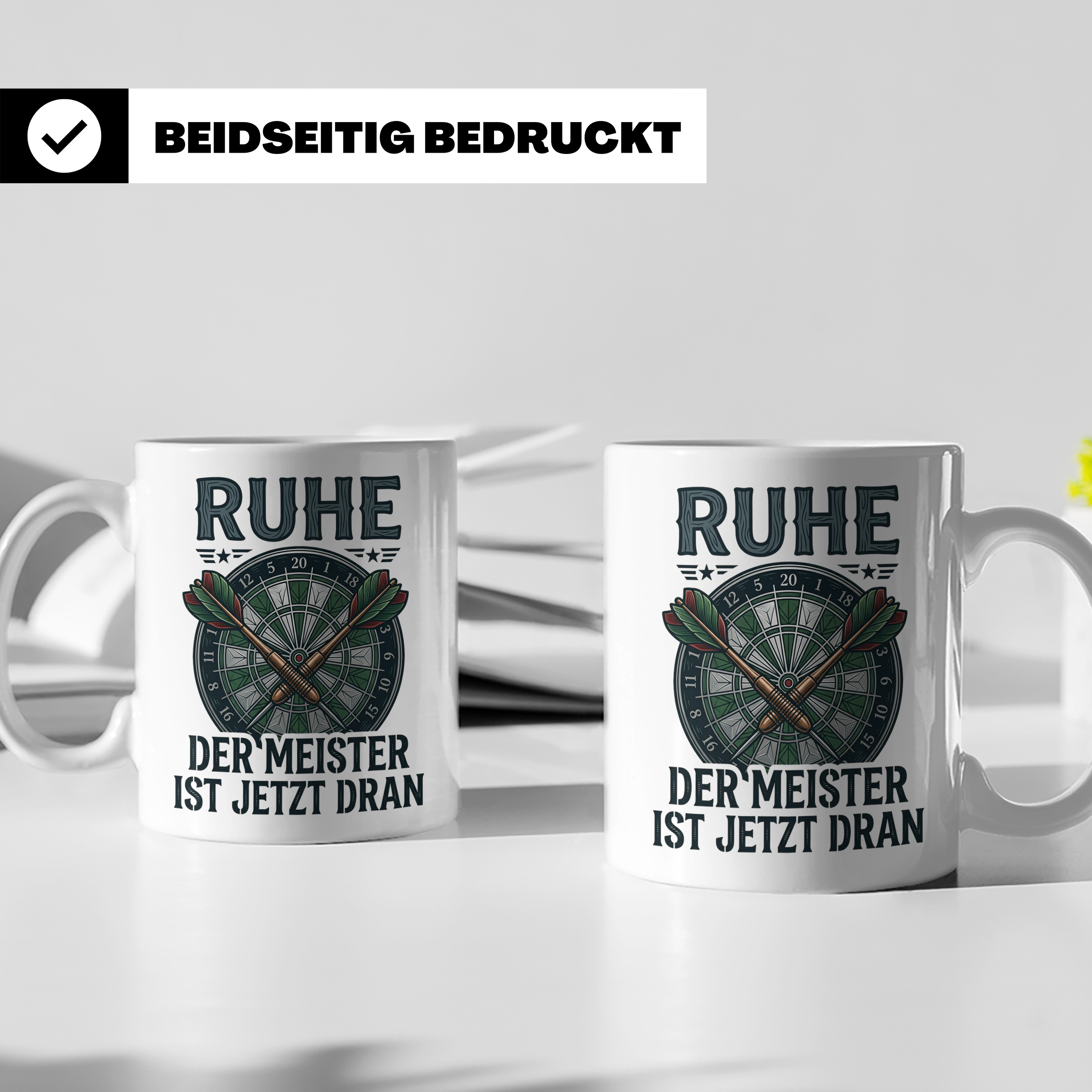 Dart Tasse Ruhe der Meister ist jetzt dran Dartspieler Gesch – Weiß [farbe:weiß]