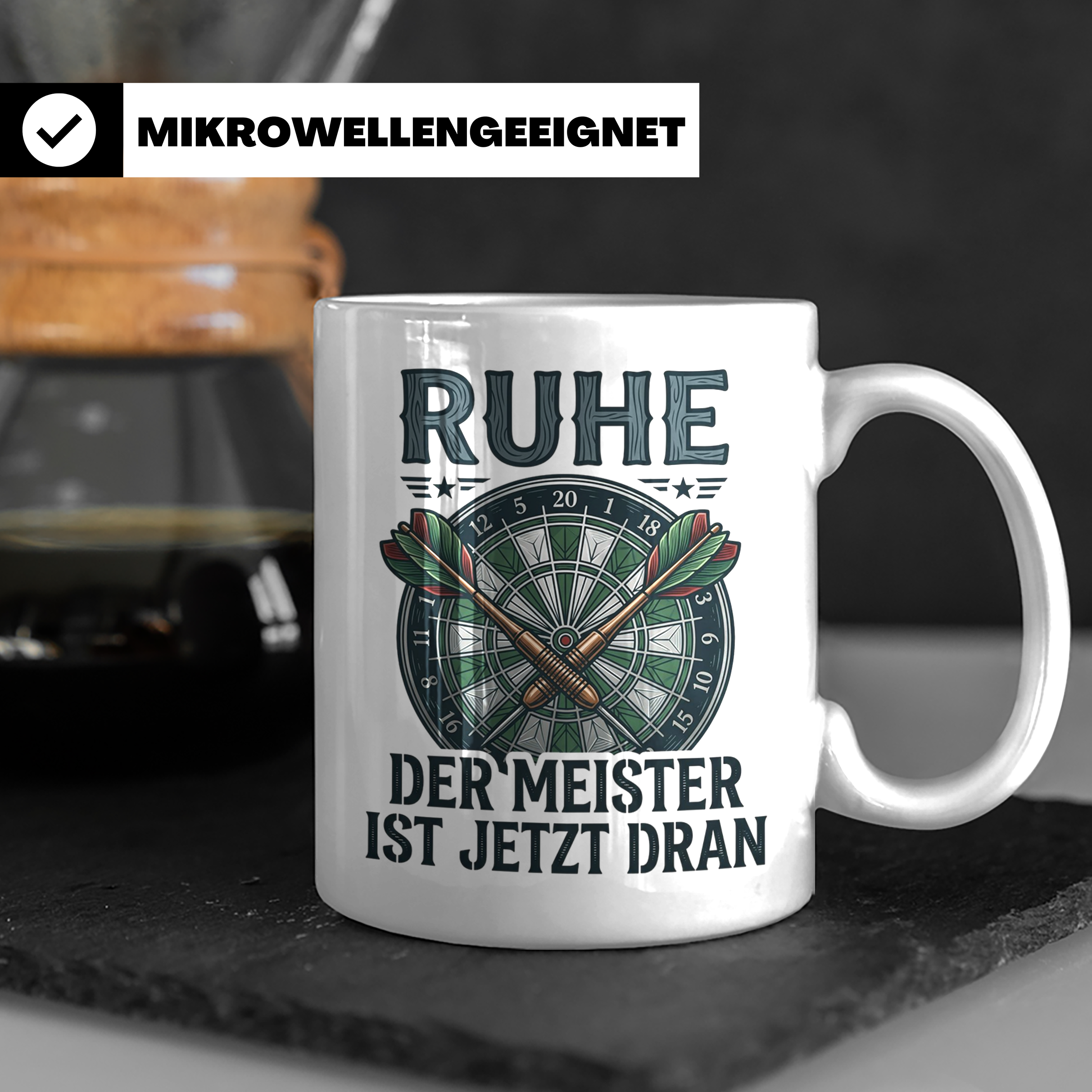 Dart Tasse Ruhe der Meister ist jetzt dran Dartspieler Gesch – Weiß [farbe:weiß]