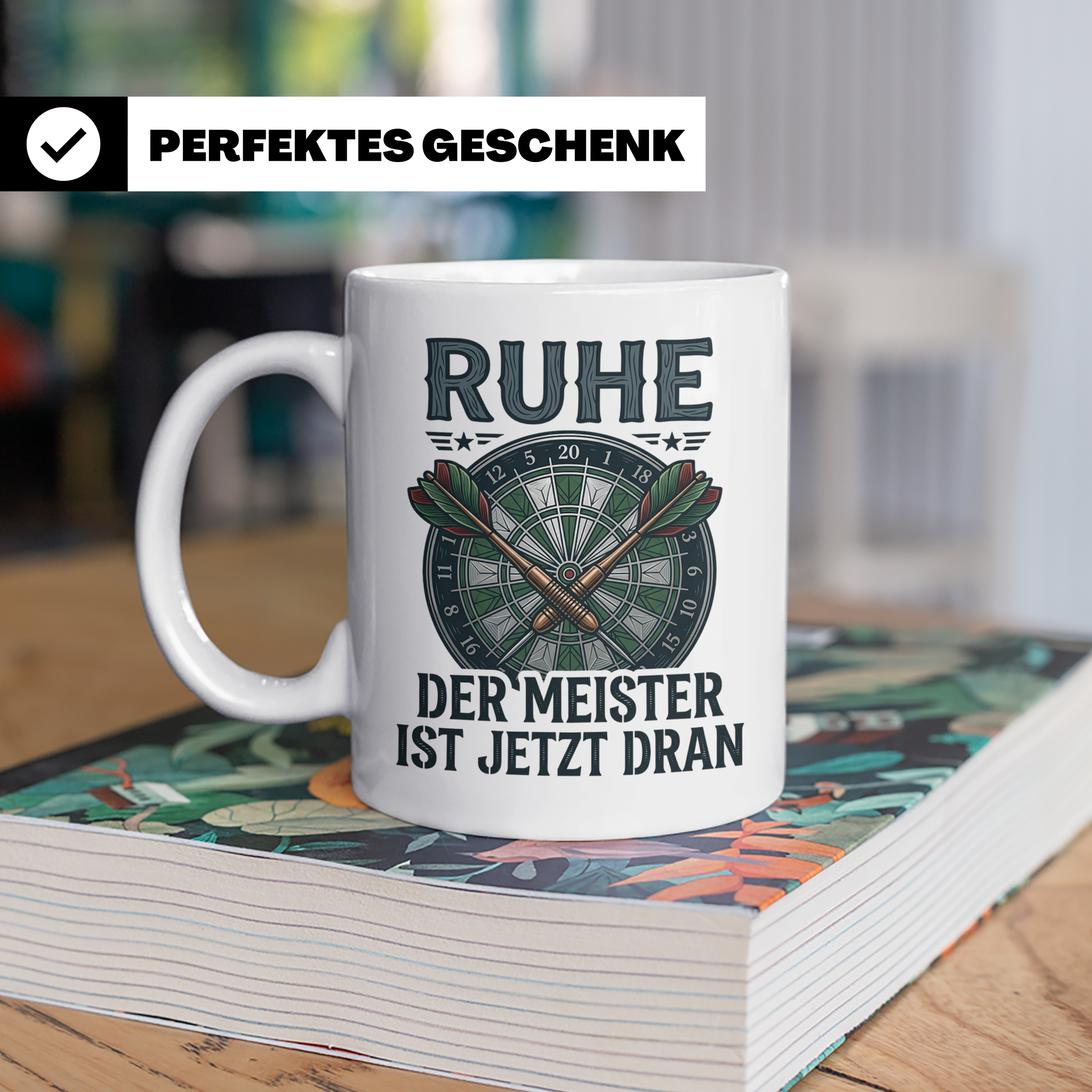 Dart Tasse Ruhe der Meister ist jetzt dran Dartspieler Gesch – Weiß [farbe:weiß]
