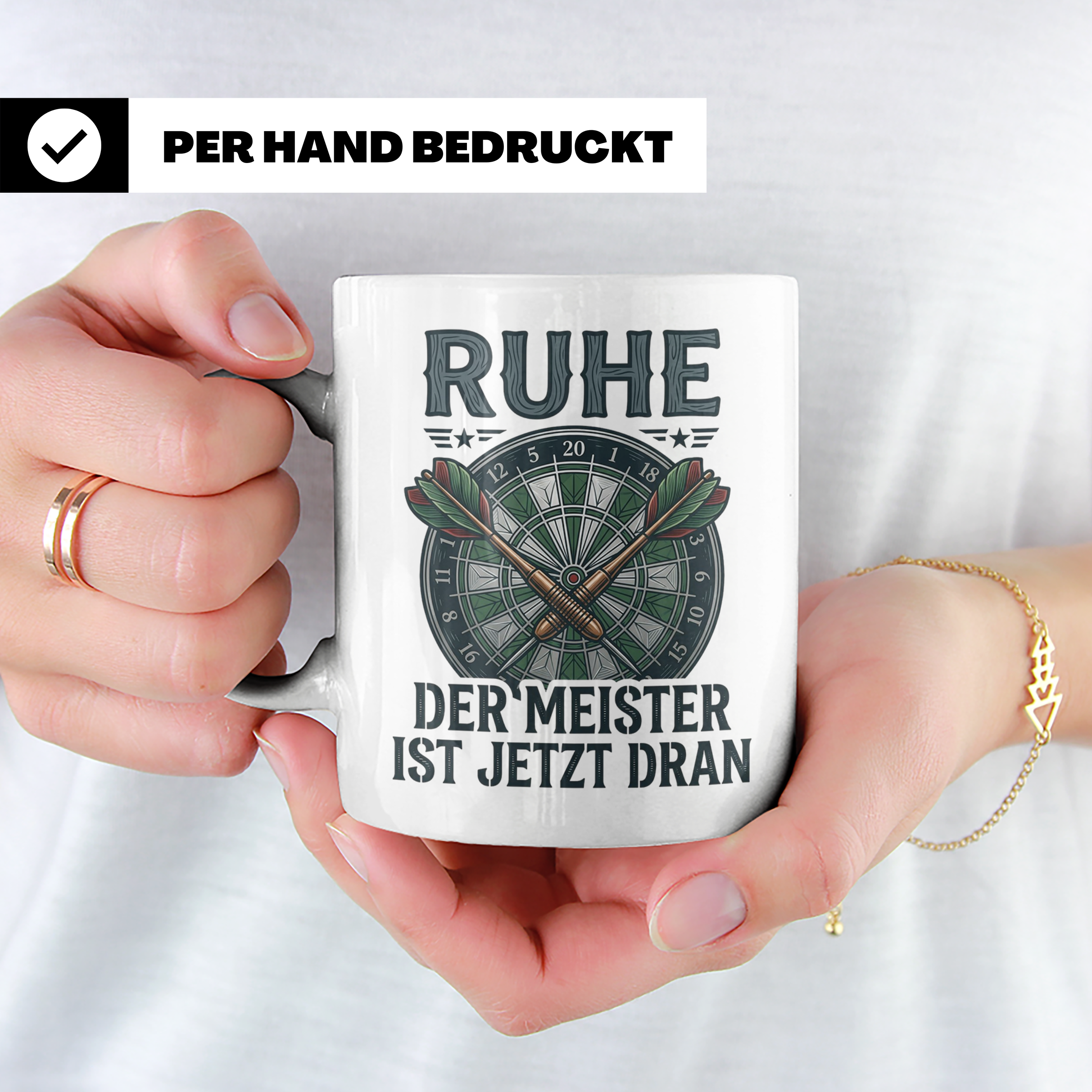 Dart Tasse Ruhe der Meister ist jetzt dran Dartspieler Gesch – Weiß [farbe:weiß]