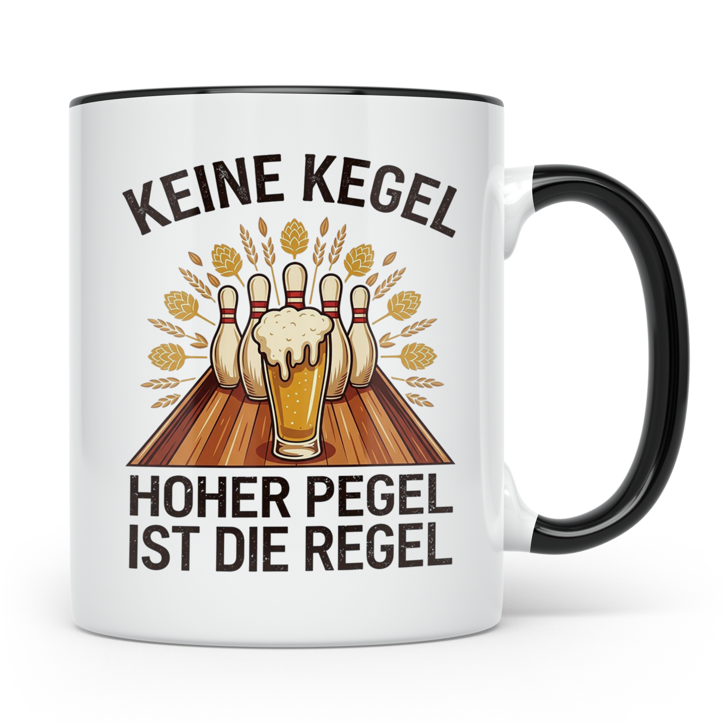 Kegler Tasse mit Spruch Keine Kegel Hoher Pegel | Lustiges B – Schwarz [farbe:schwarz]