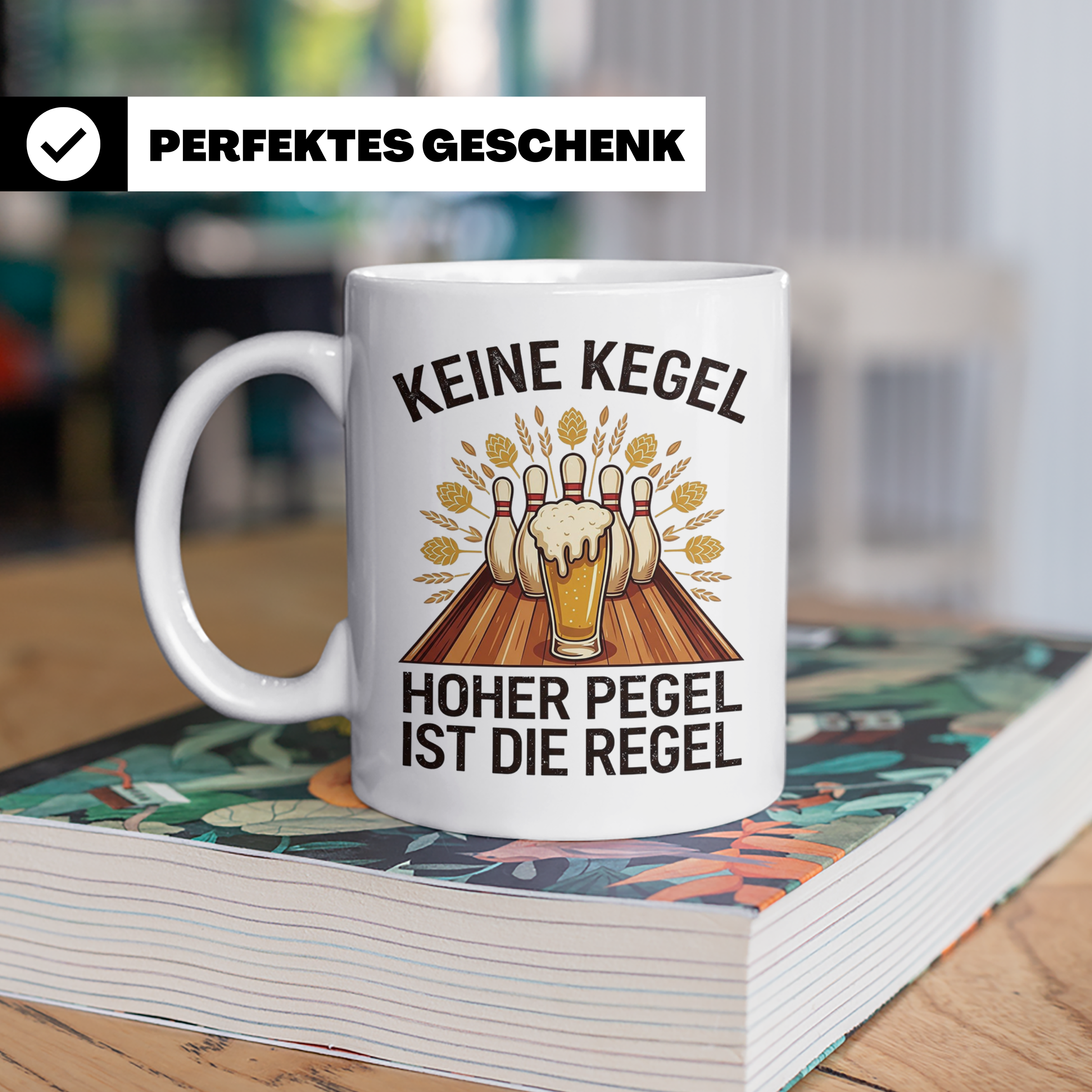 Kegler Tasse mit Spruch Keine Kegel Hoher Pegel | Lustiges B – Weiß [farbe:weiß]