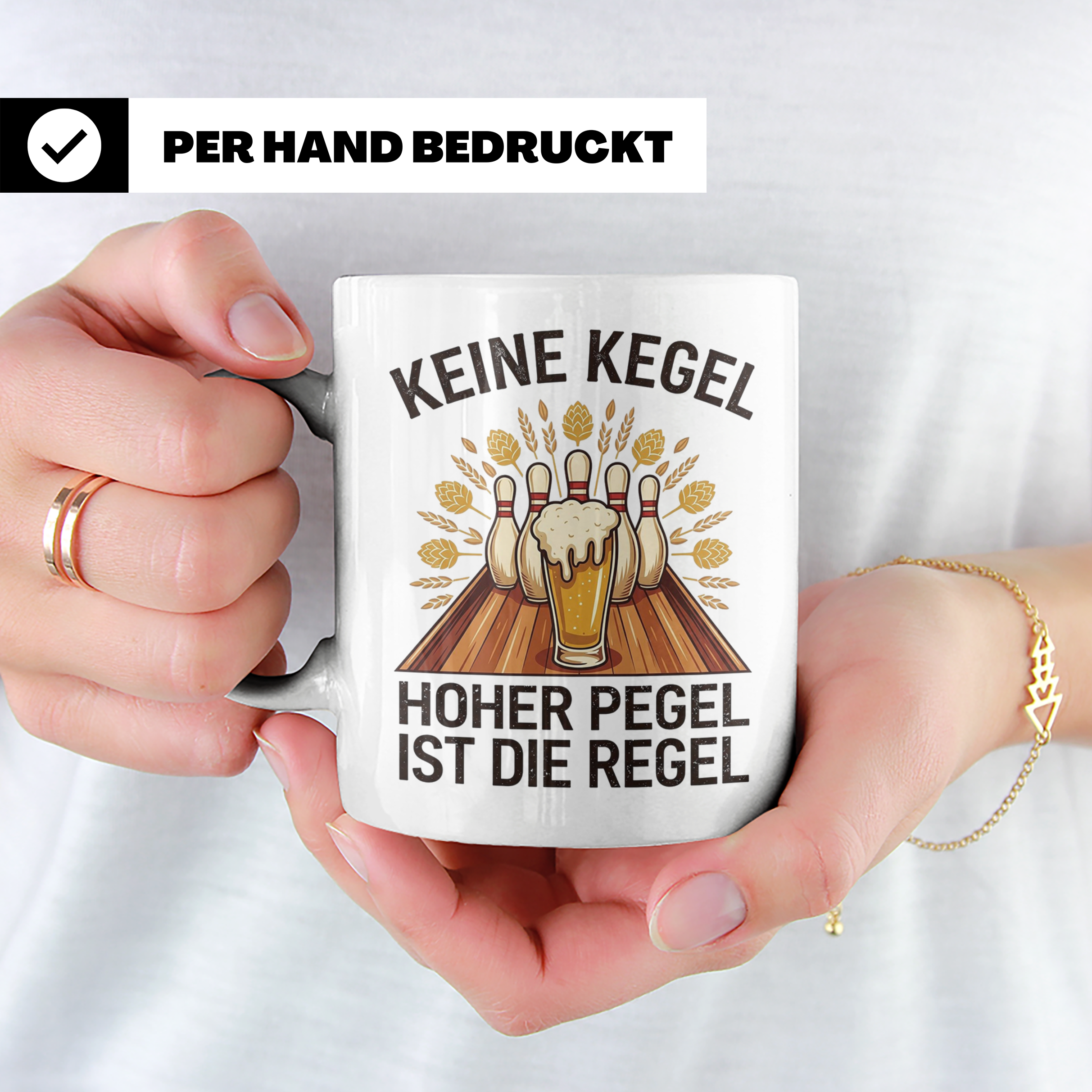 Kegler Tasse mit Spruch Keine Kegel Hoher Pegel | Lustiges B – Weiß [farbe:weiß]