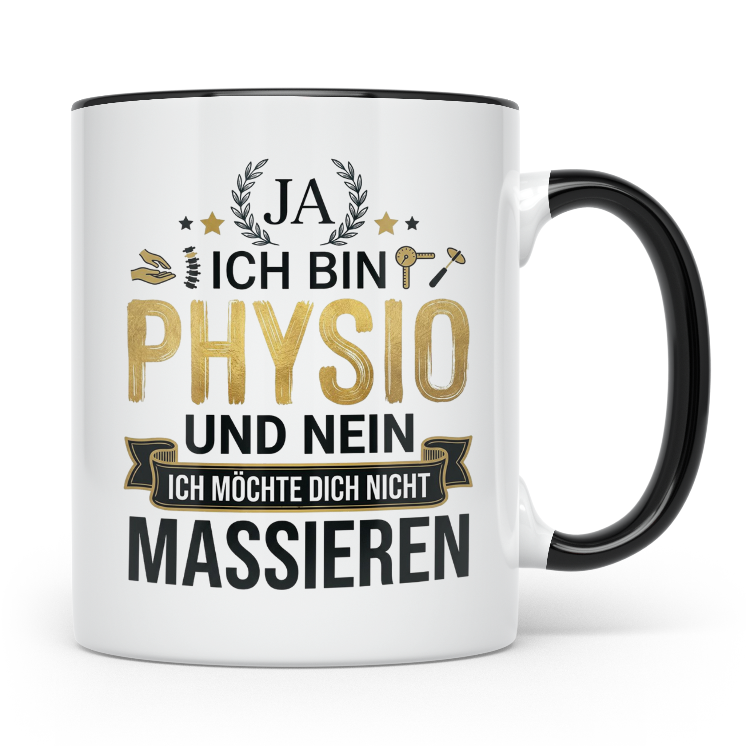 Physio Tasse mit Spruch 'Ja ich bin Physio...' lustiges Gesc – Schwarz [farbe:schwarz]